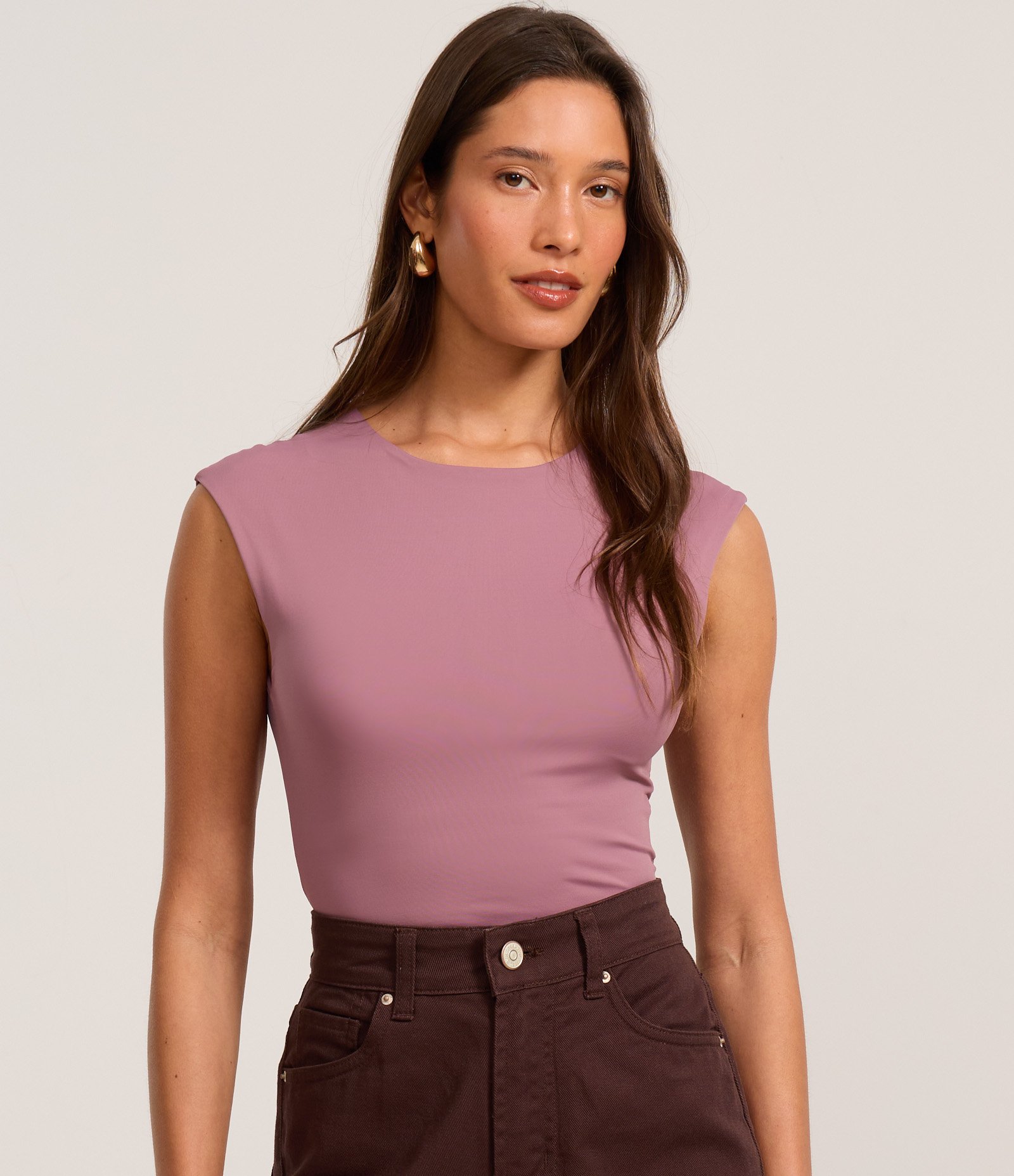 Body em Poliamida com Cava Deslocada Wistful Mauve 3