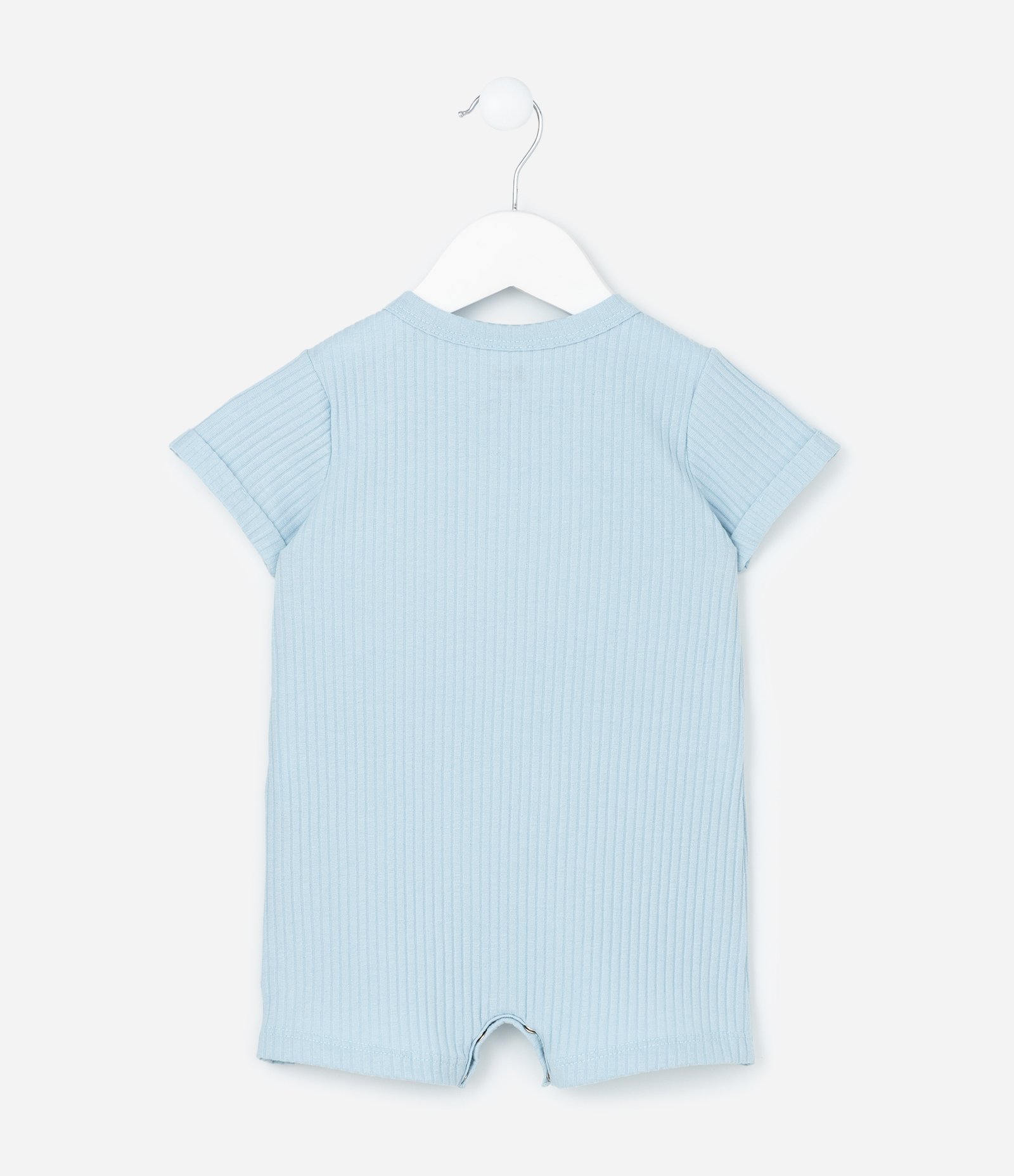 Macacão Infantil Canelado com Bordado Caminhão - Tam 0 a 18 Meses Azul 3