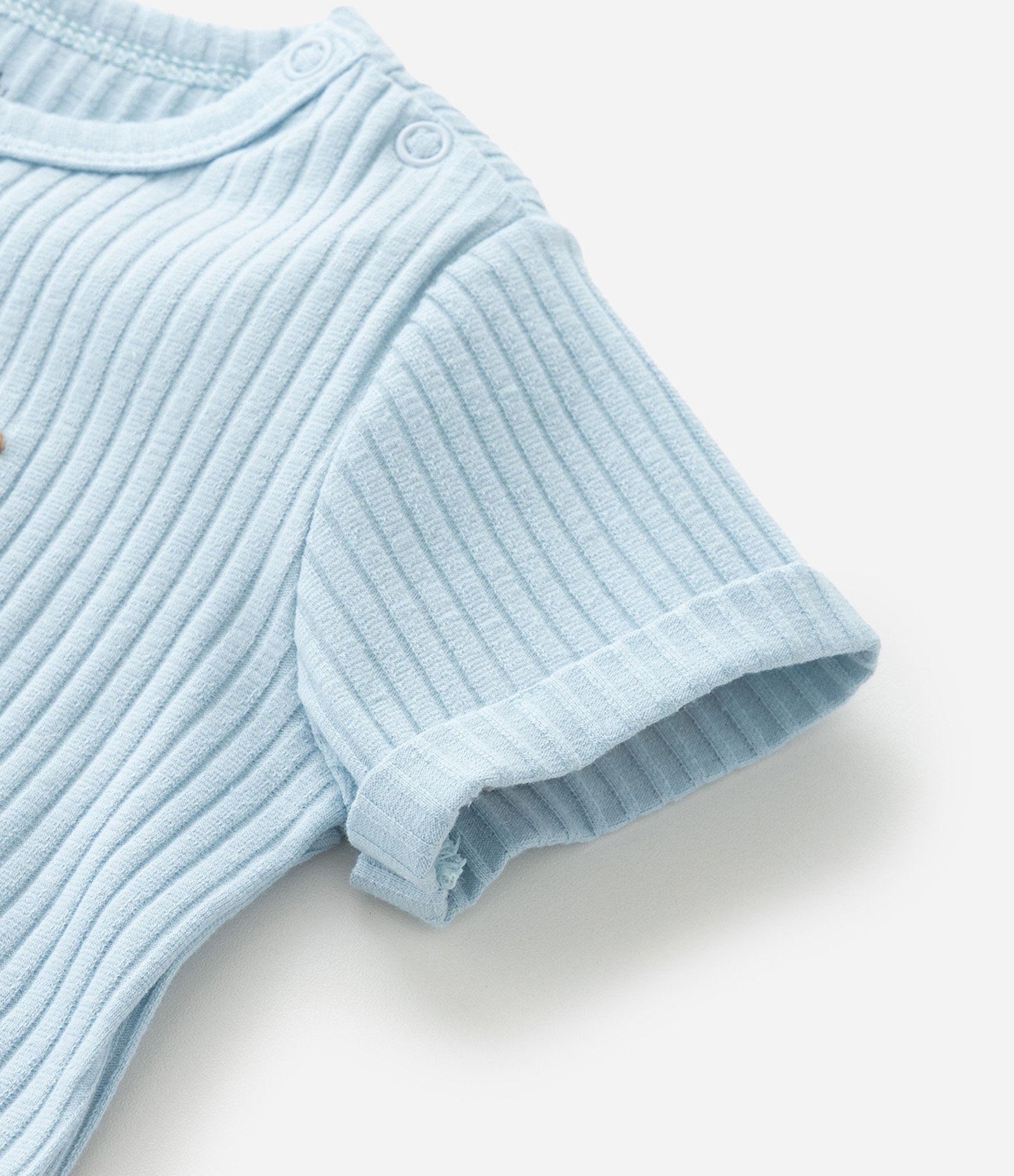 Macacão Infantil Canelado com Bordado Caminhão - Tam 0 a 18 Meses Azul 7