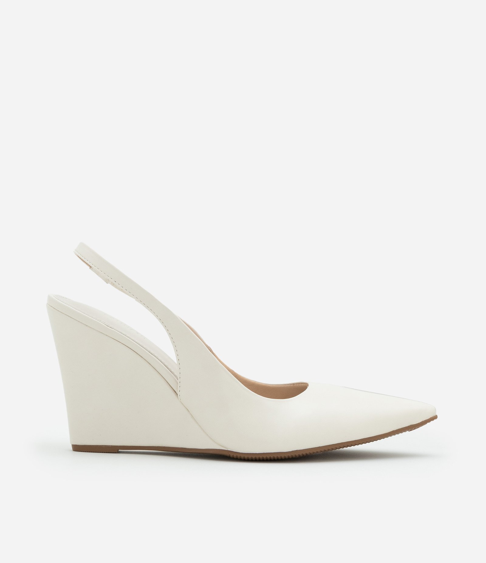 Sapato Scarpin Anabela com Tira Elástica Off White 1