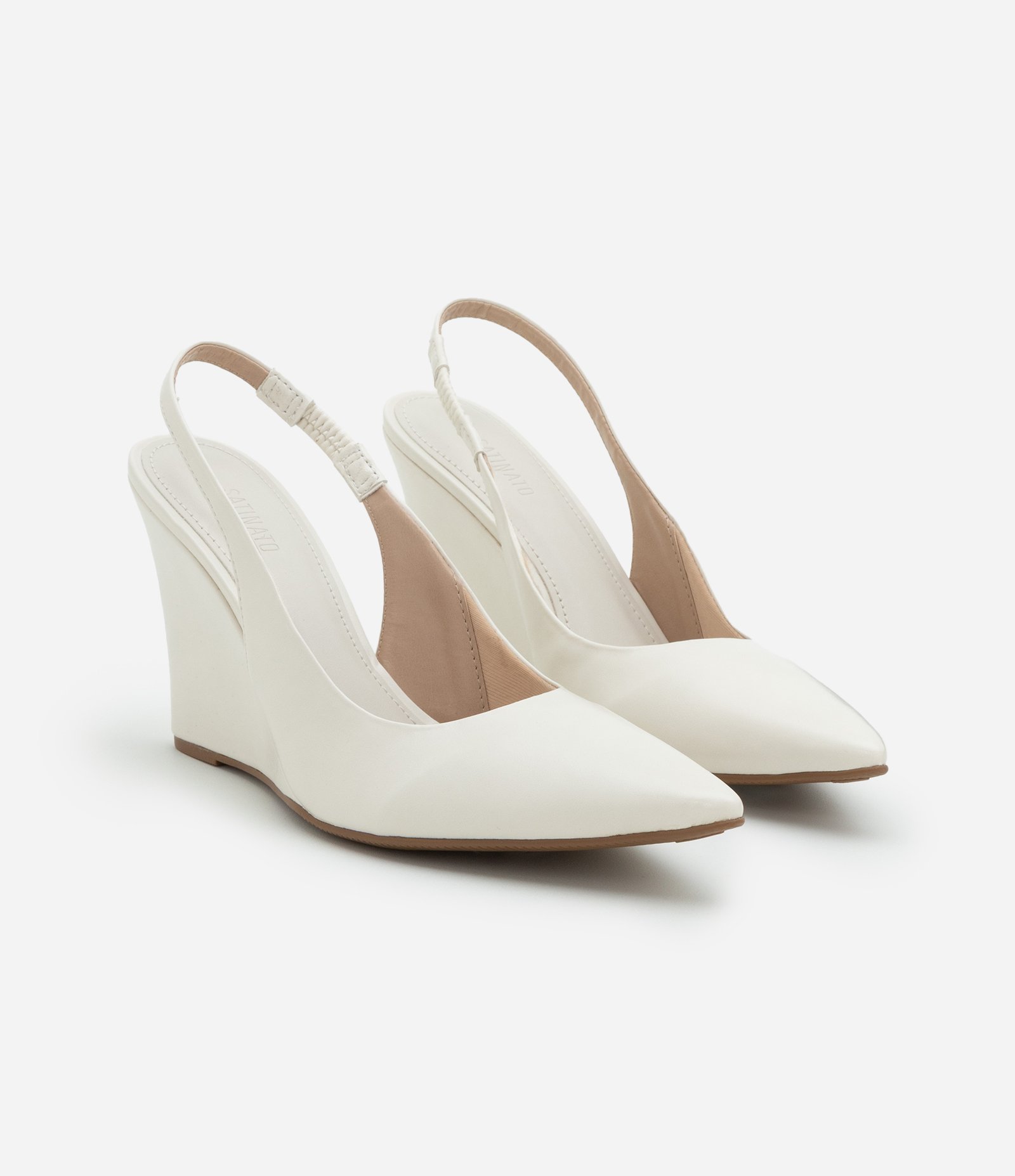 Sapato Scarpin Anabela com Tira Elástica Off White 3