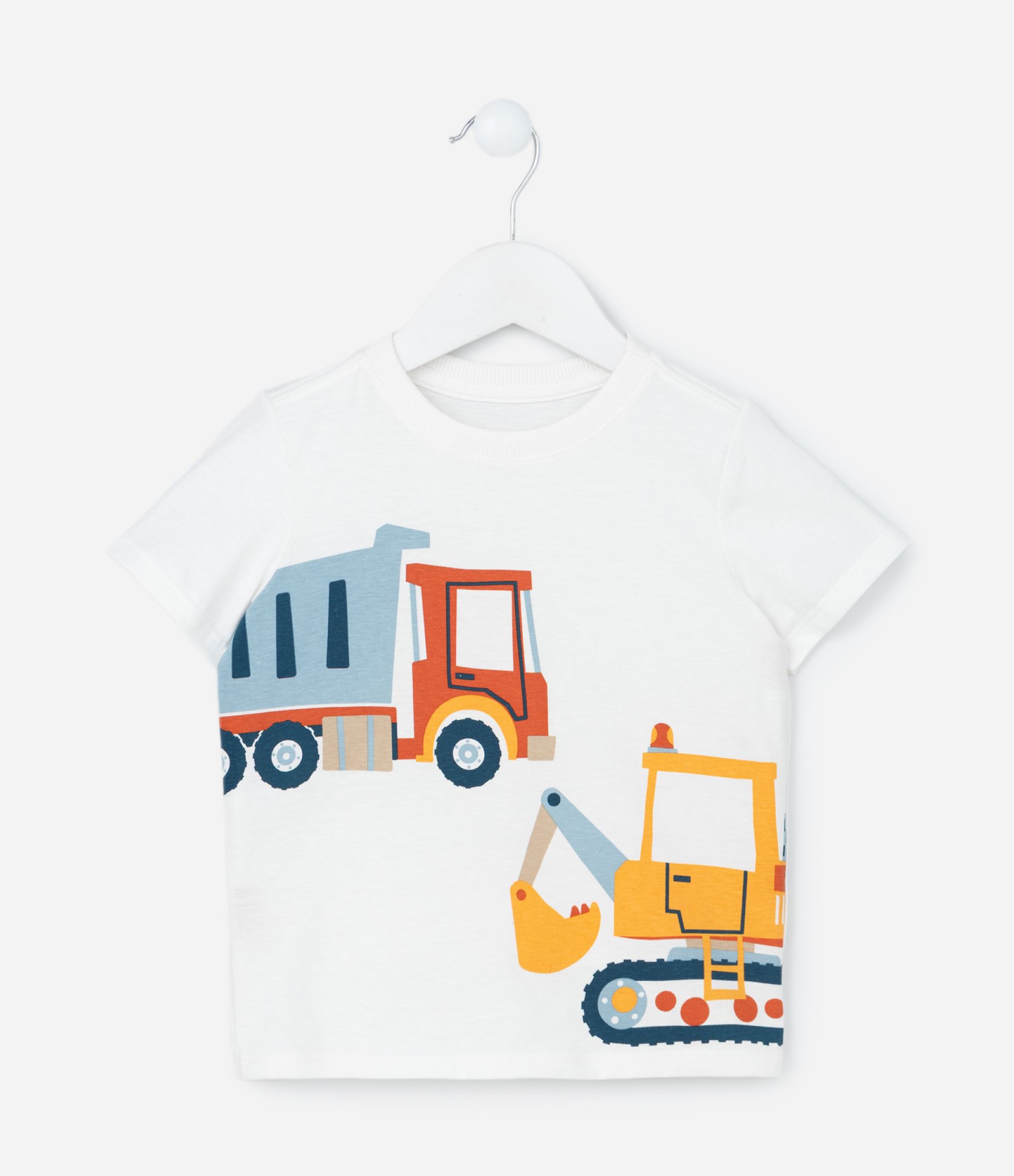 Camiseta Infantil com Estampa Tratores - Tam 1 a 6 Anos Branco 2
