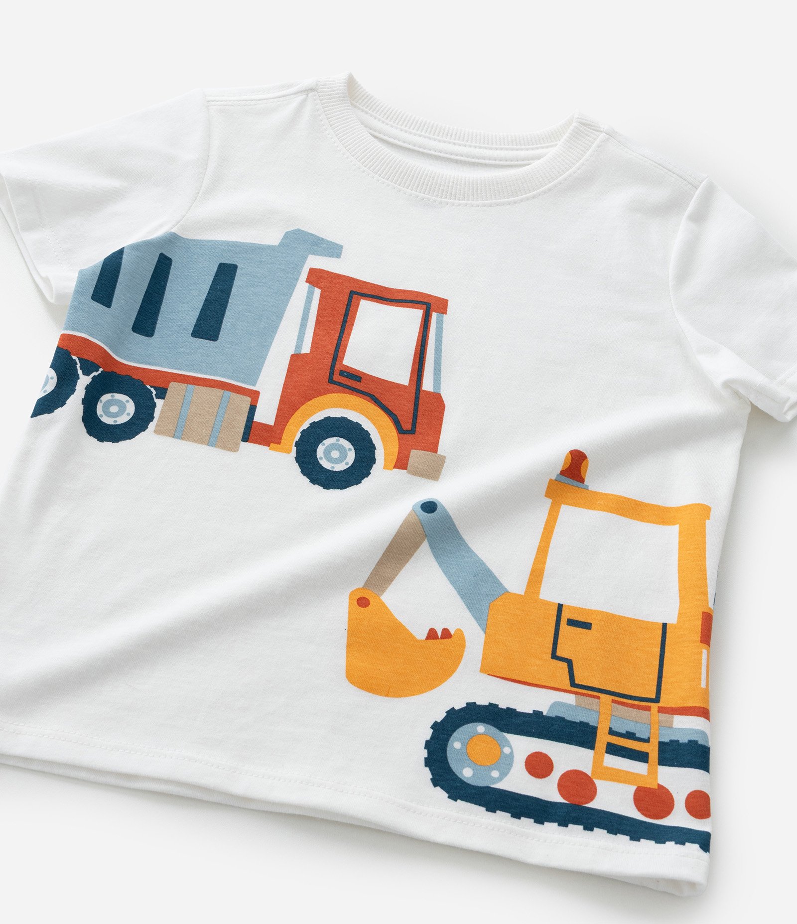 Camiseta Infantil com Estampa Tratores - Tam 1 a 6 Anos Branco 6
