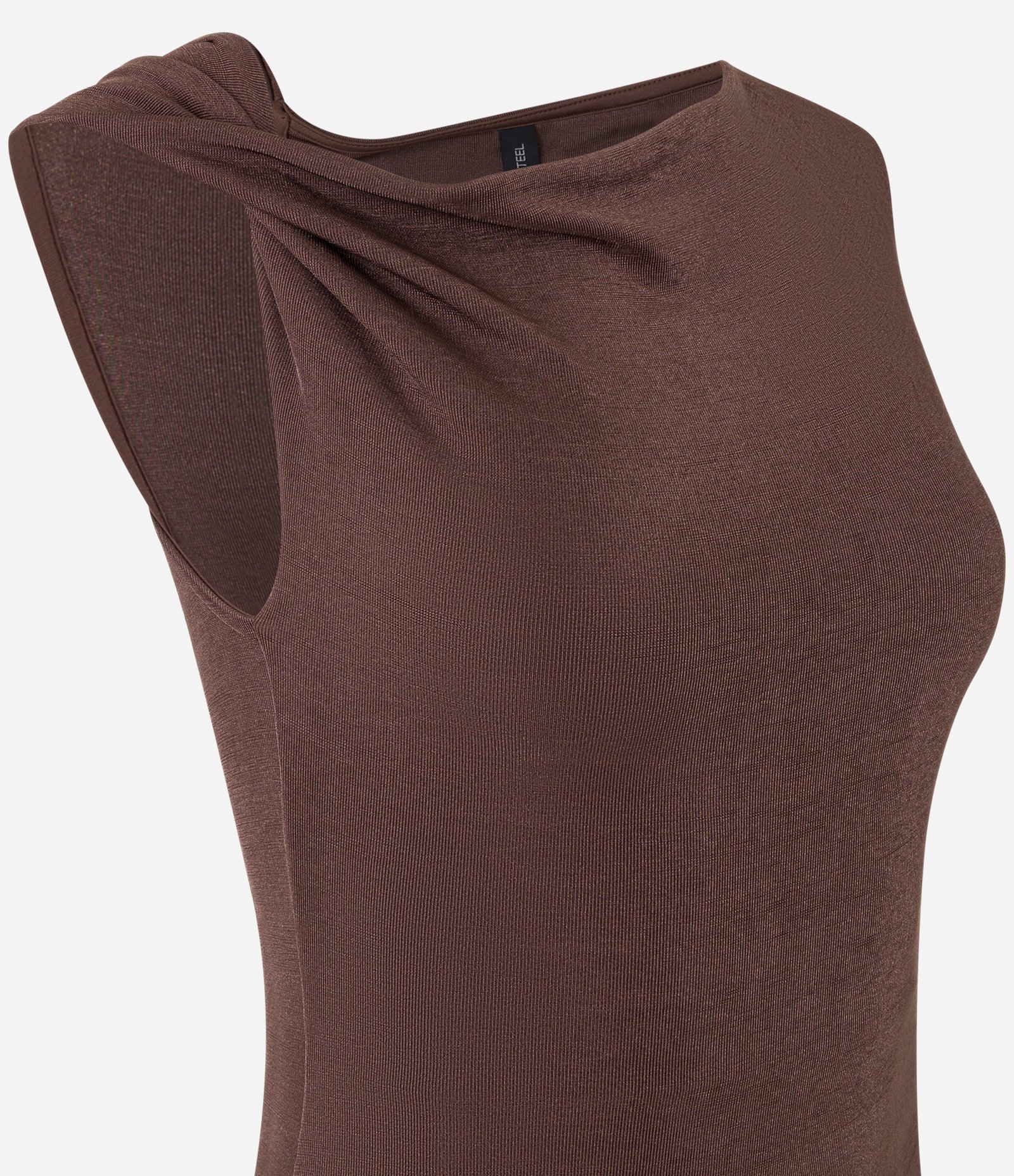 Body com Decote Canoa e Alça Larga Marrom 5