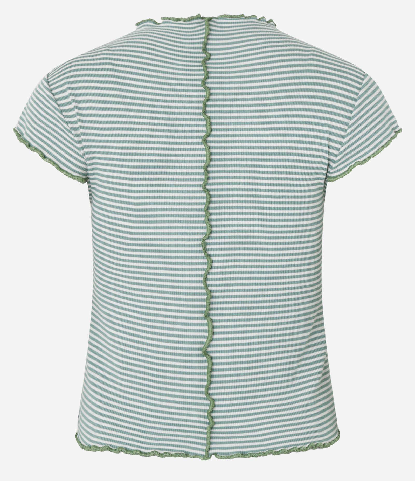 Blusa em Ribana com Gola Alta e Frufru na Barra Verde 6