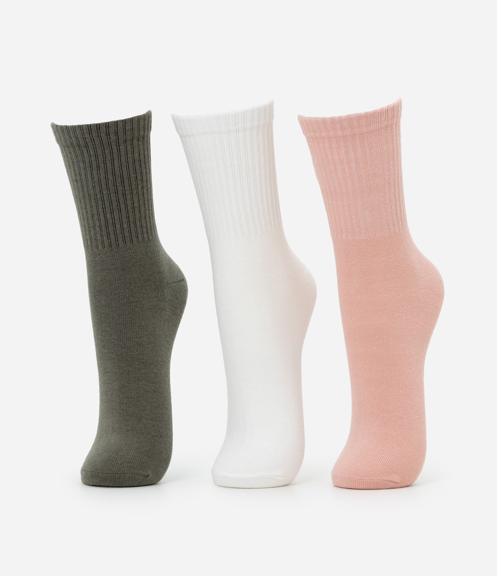 Kit 03 Meias Cano Médio em Algodão com Bordado de Frutinhas Branco/Rosa/Verde 2