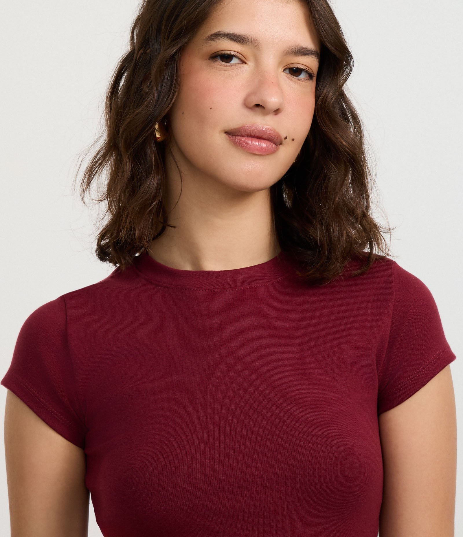 Blusa Básica Justinha e Alongada em Ribana Bordô 3