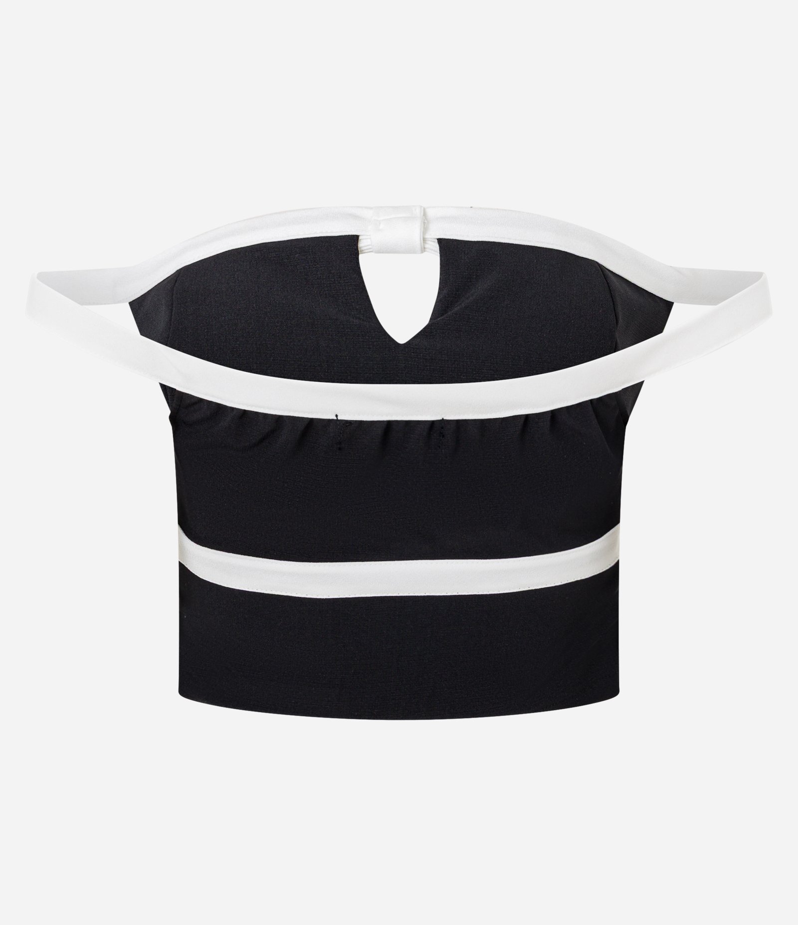 Blusa Alfaiatada Ombro a Ombro com Laços e Tiras Contrastantes Preto 6