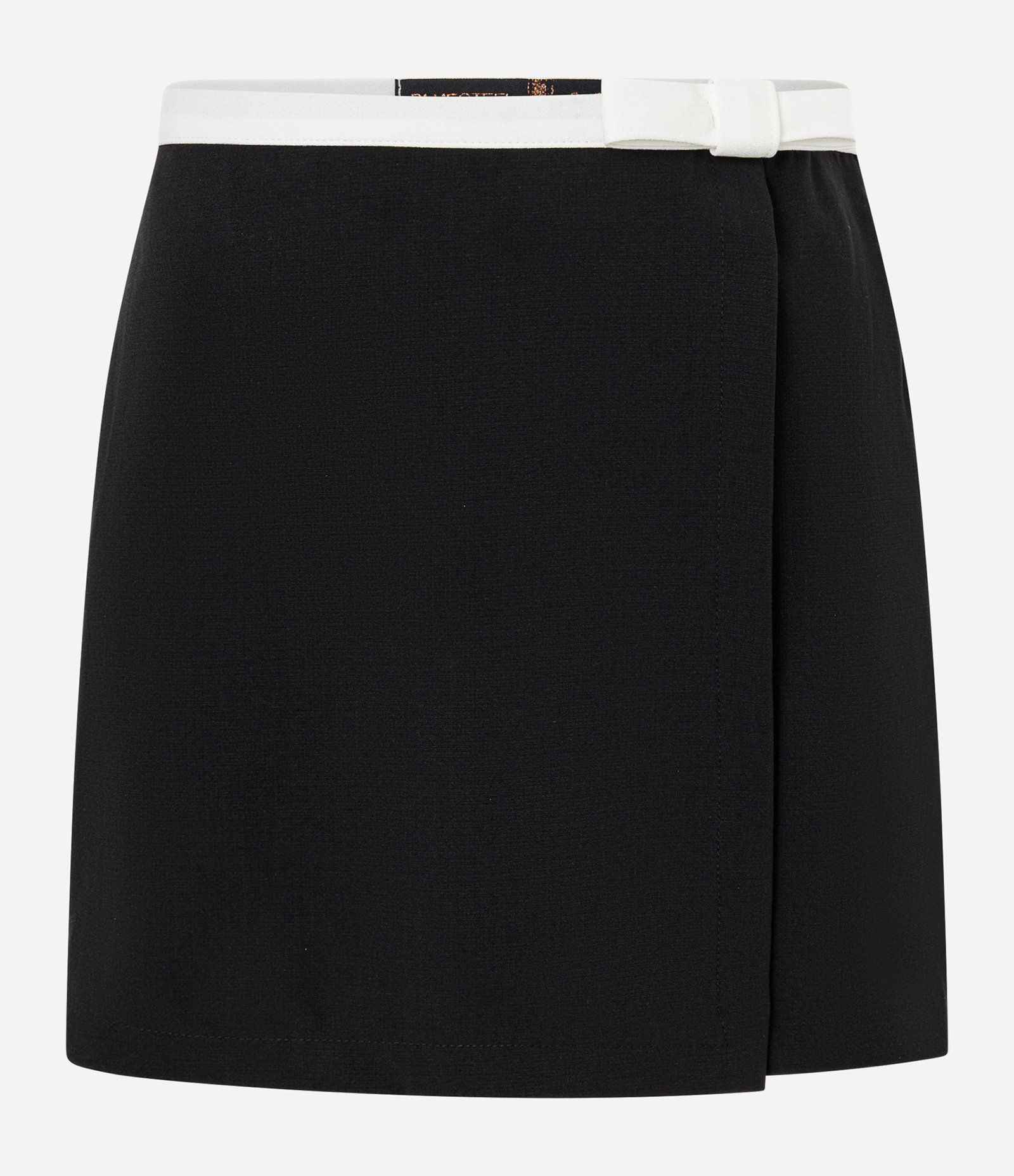 Saia Curta Alfaiatada com Tira Contrastante e Laço Preto 5