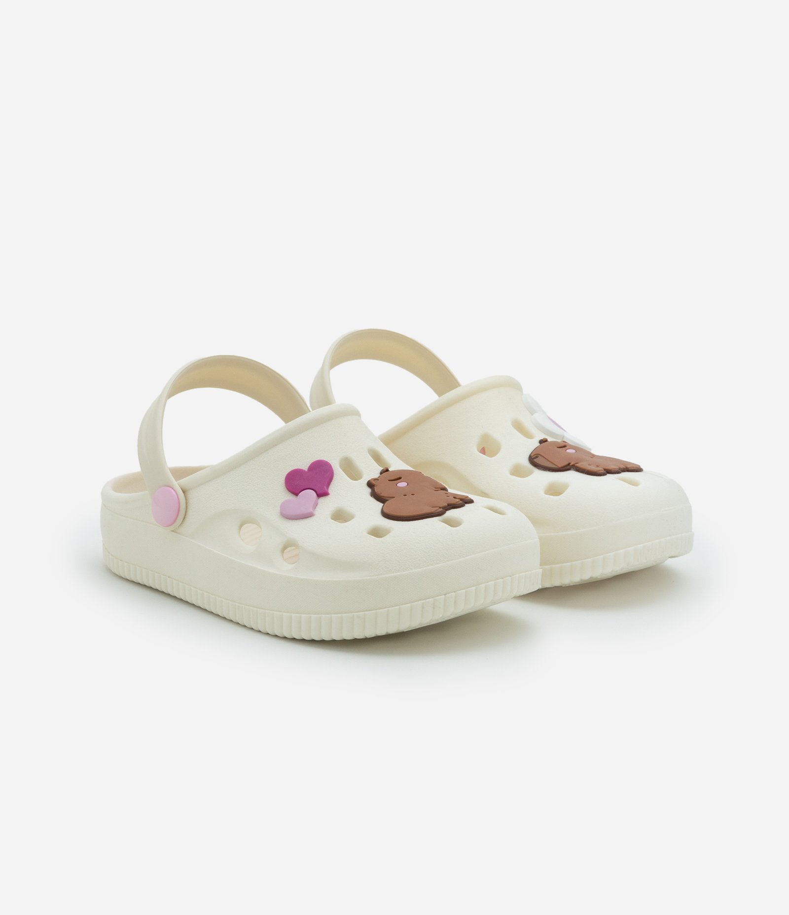 Sandália Babuche Infantil com Patch de Capivara - Tam 24 a 35 Off White 2
