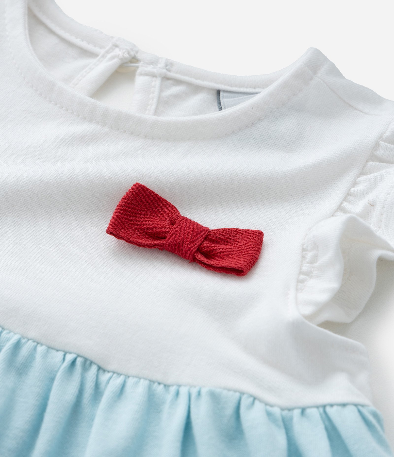 Vestido Infantil com Babados Maria e Lacinho - Tam 0 a 18 meses Branco/Azul/Vermelho 6