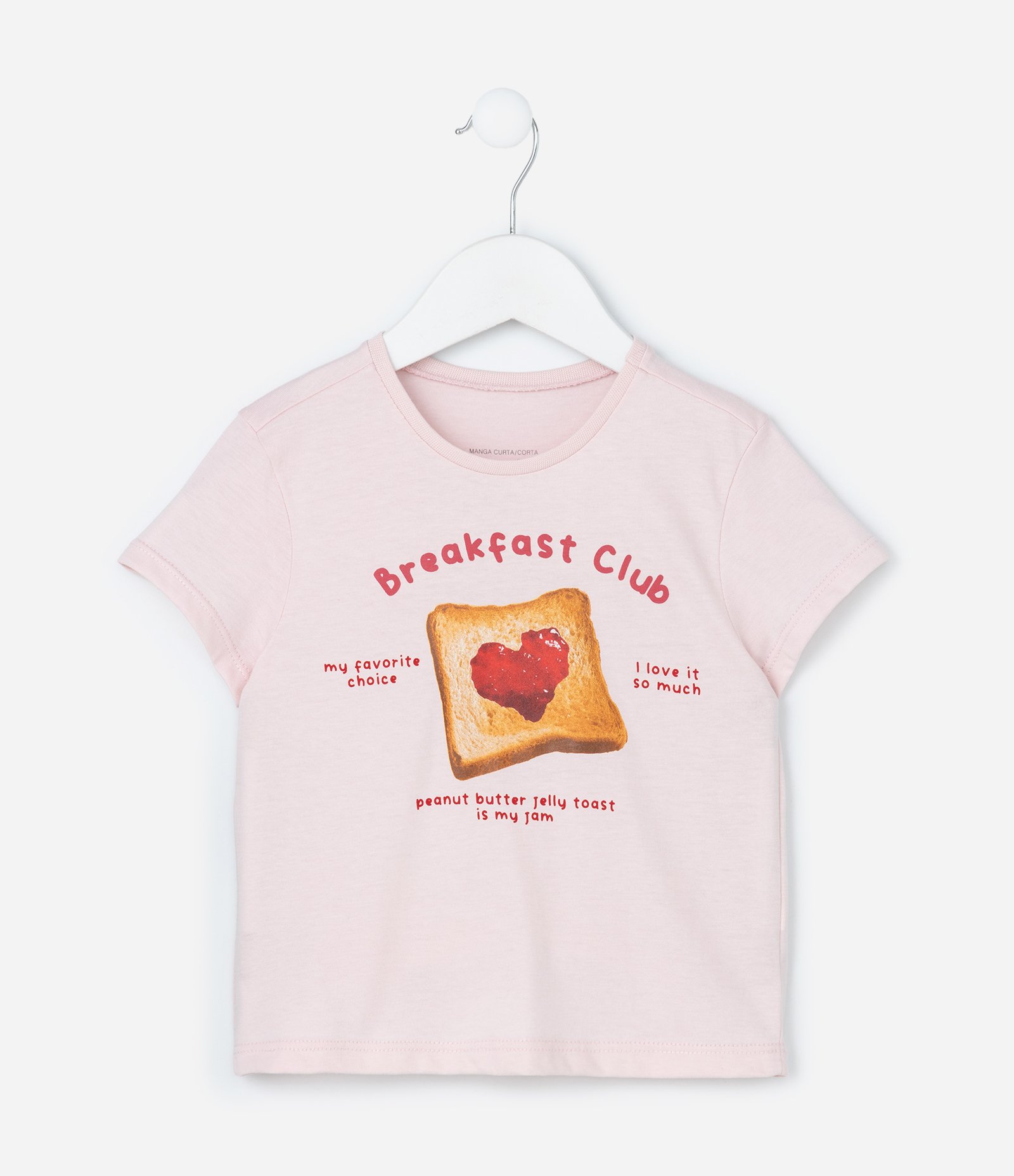 Blusa Infantil com Estampa de Torrada com Geléia - Tam 1 a 6 Anos Rosa 2