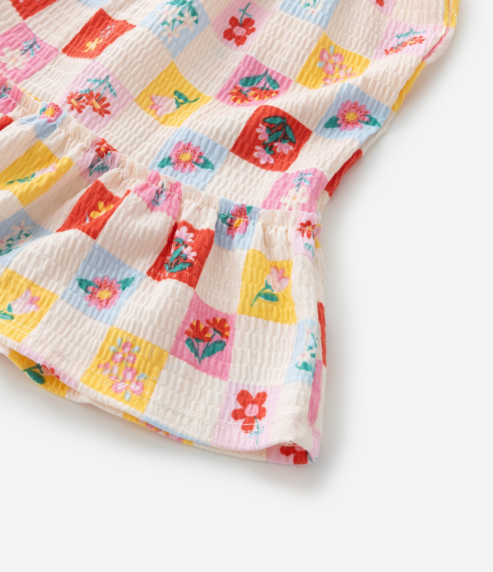 Vestido Infantil sem Manga Estampa de Flores e Textura - Tam 1 a 5/6 Anos Multicores 5