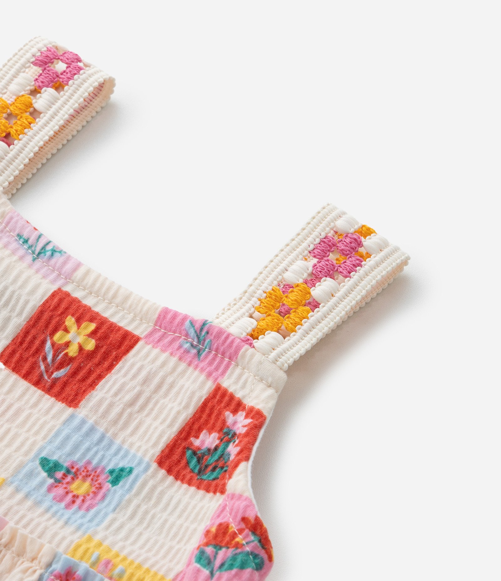 Vestido Infantil sem Manga Estampa de Flores e Textura - Tam 1 a 5/6 Anos Multicores 6