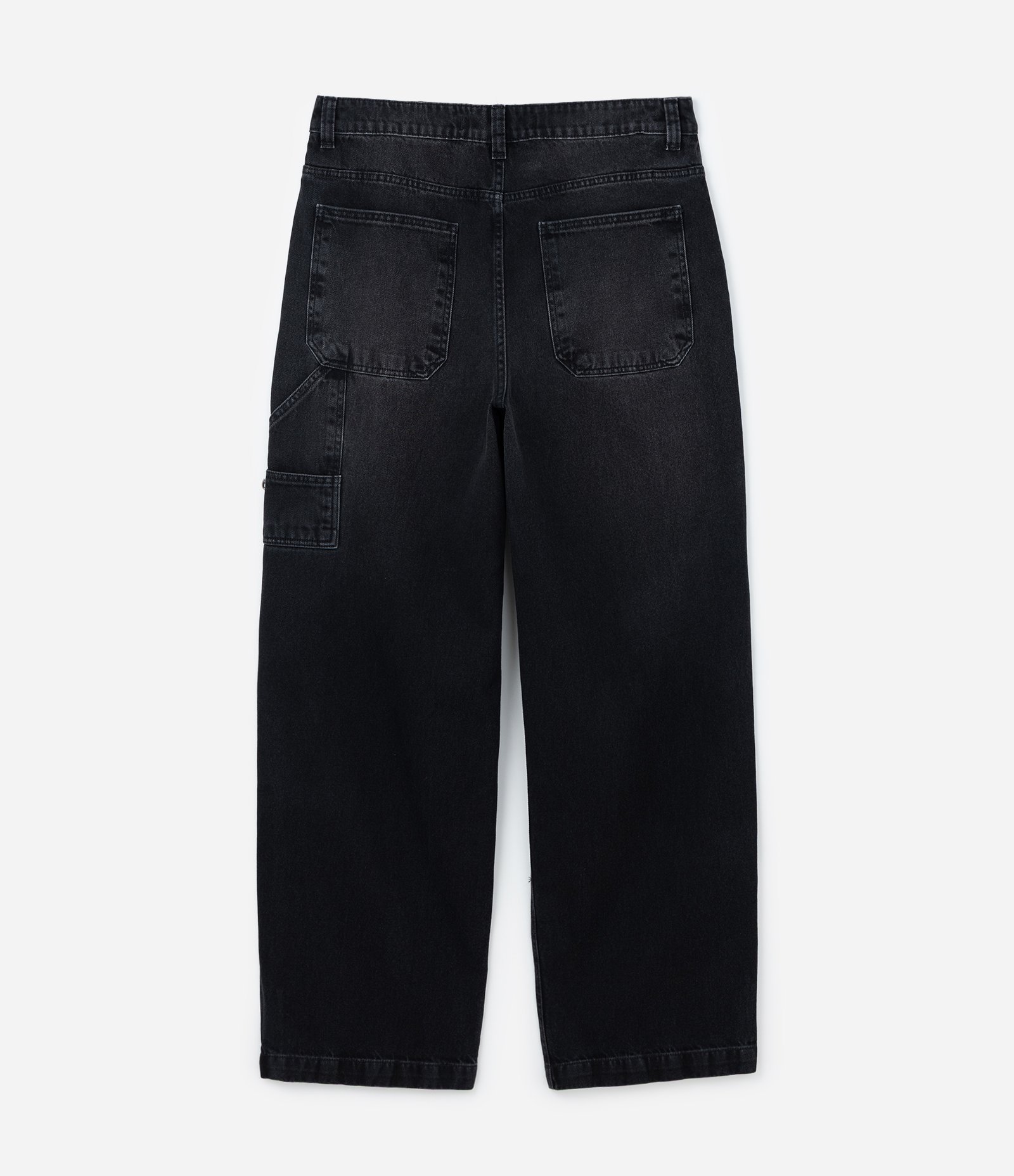 Calça Super Baggy em Jeans Marmorizado com Corrente no Bolso Preto 6