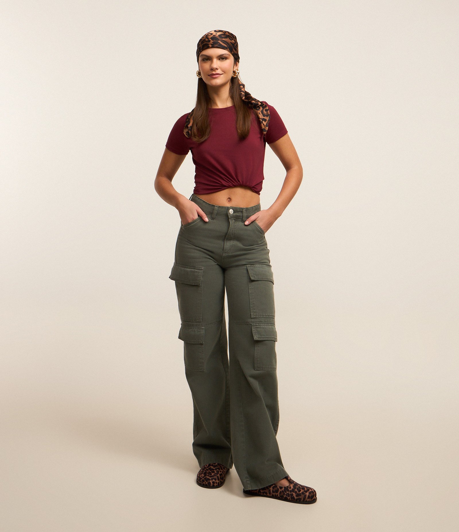 Camiseta Regular Básica em Algodão Bordô 2