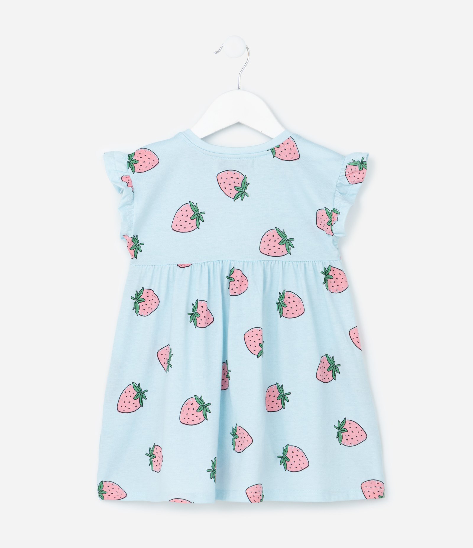 Vestido Infantil com Estampa Morangos - Tam 1 a 6 Anos Azul 3