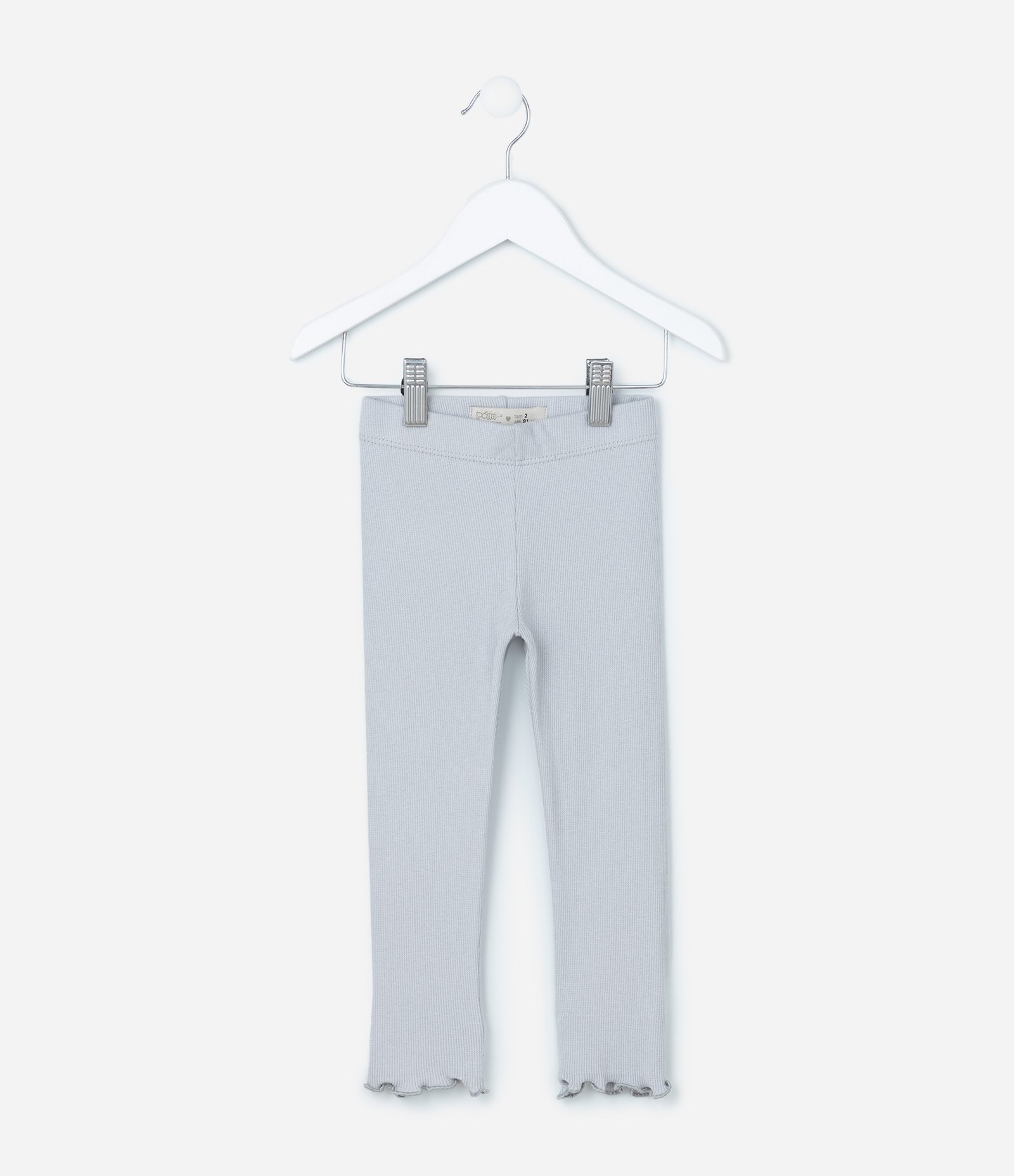 Calça Legging Infantil Canelada com Costura Frufru - Tam 1 a 6 anos Cinza 1