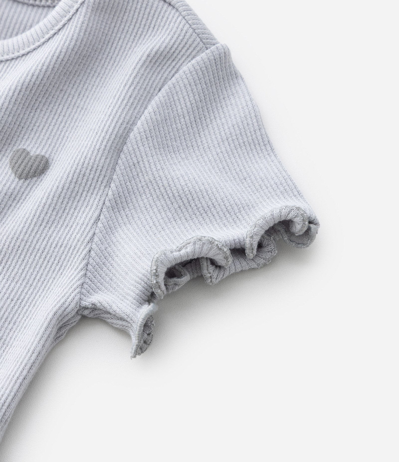 Blusa Infantil Canelada com Estampa Corações - Tam 1 a 6 Anos Cinza 4