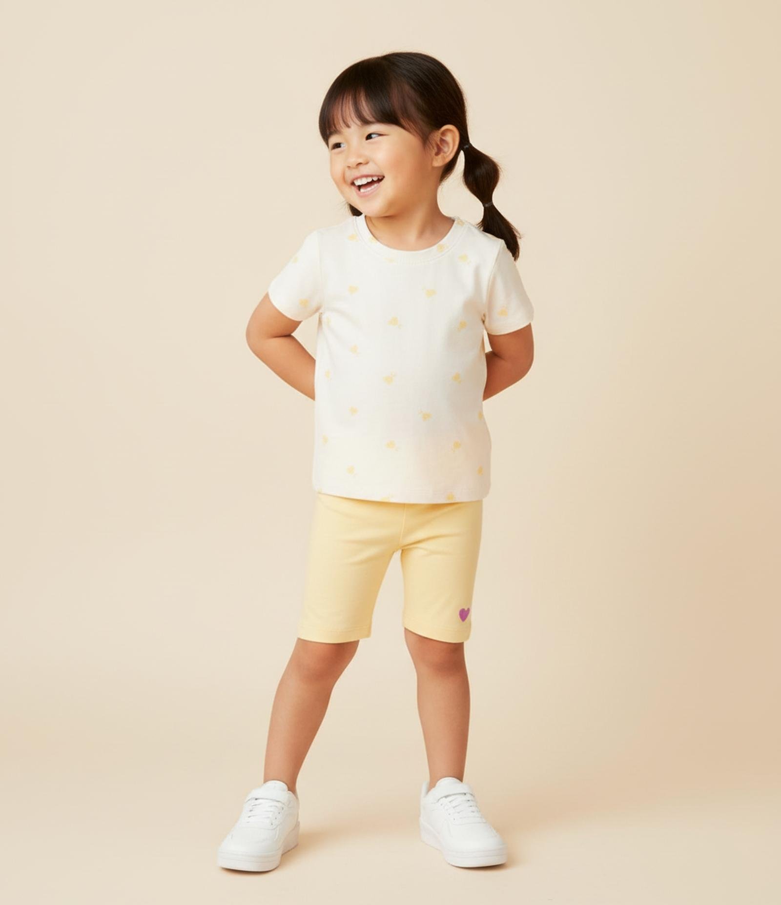 Blusa Canelada com Estampa de Tulipas - Tam 1 A 5 Anos Bege 1