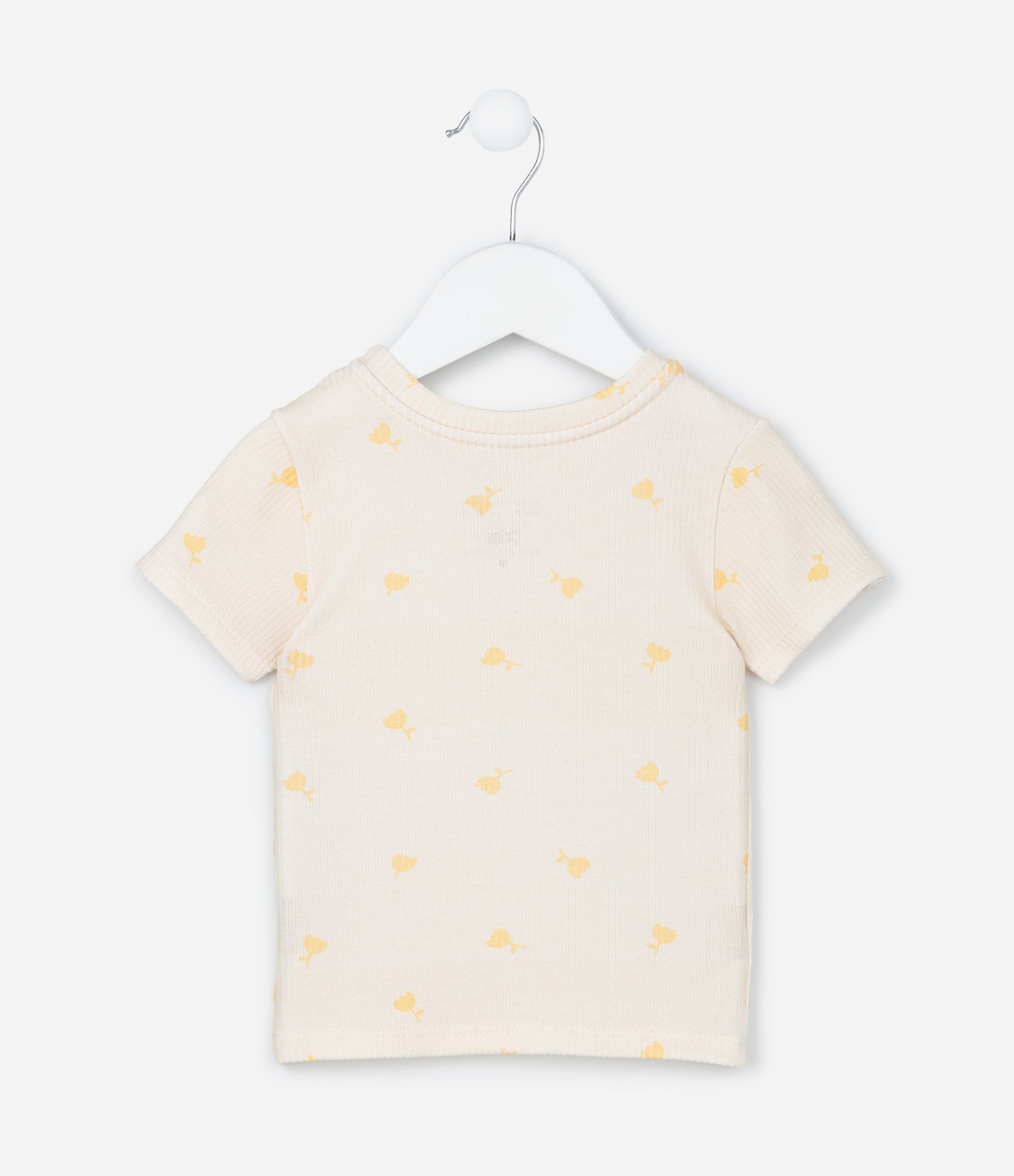 Blusa Canelada com Estampa de Tulipas - Tam 1 A 5 Anos Bege 3