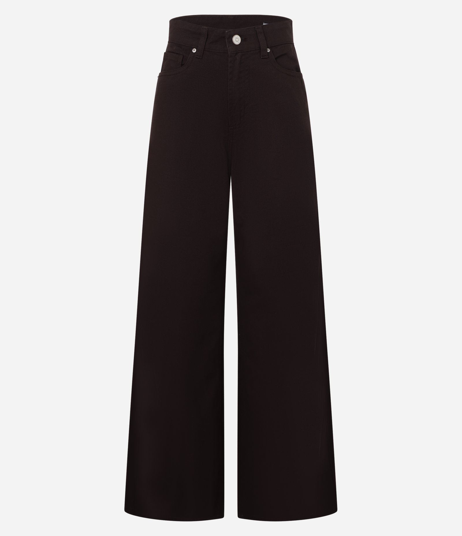 Calça Wide Leg em Sarja com Pespontos Contrastantes Marrom 6