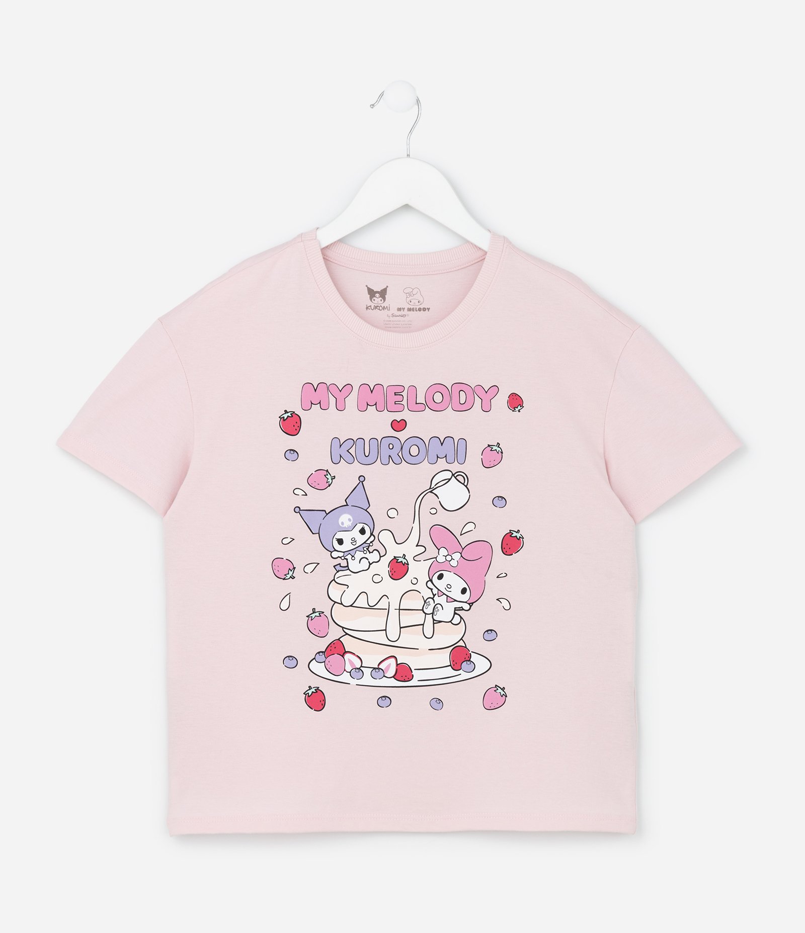 Camiseta Infantil com Estampa My Melody e Kuromi - Tam 5 a 14 Anos Rosa 2