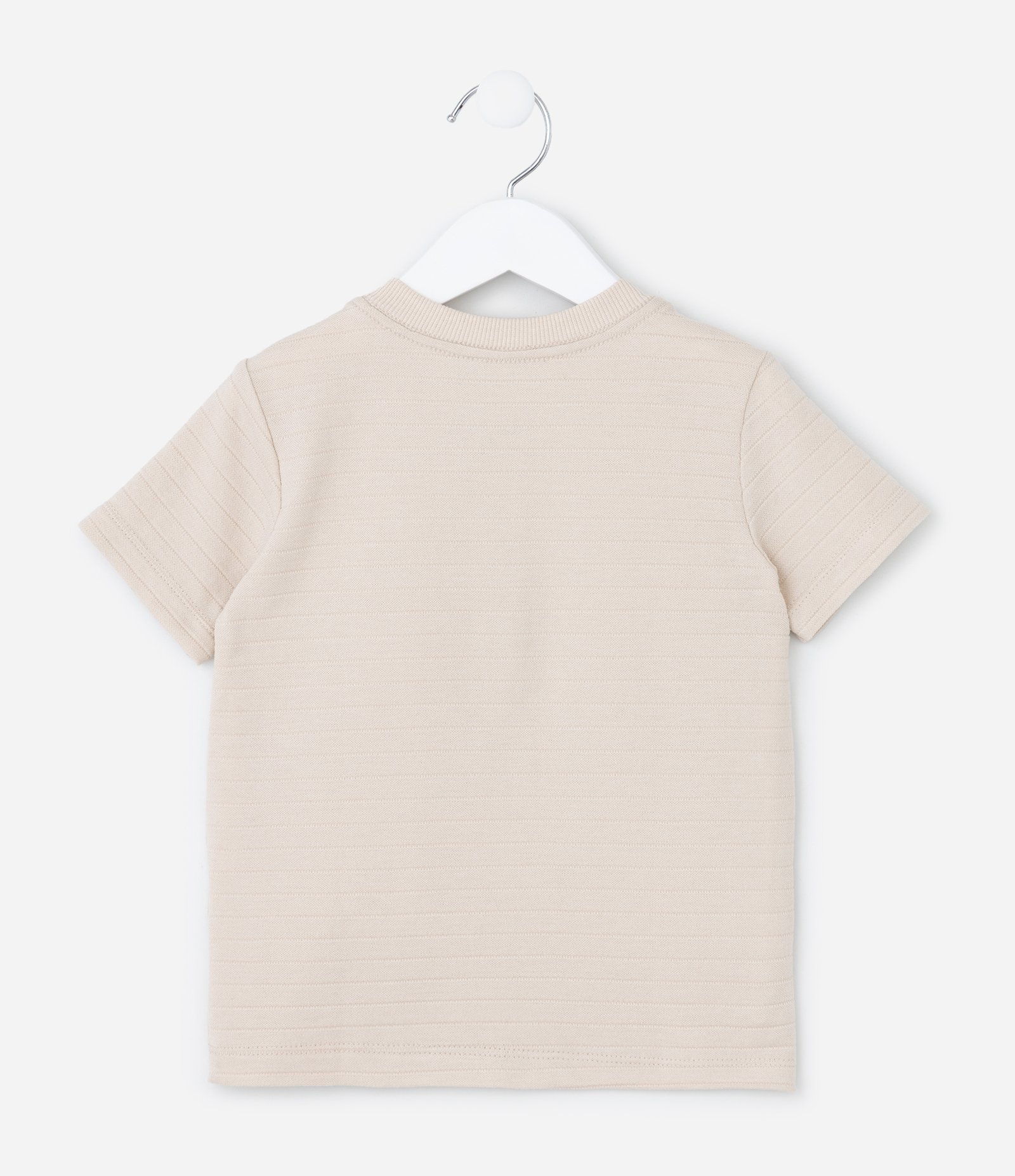 Camiseta Infantil com Gola Henley Texturizada - Tam 1 a 6 Anos Bege 3