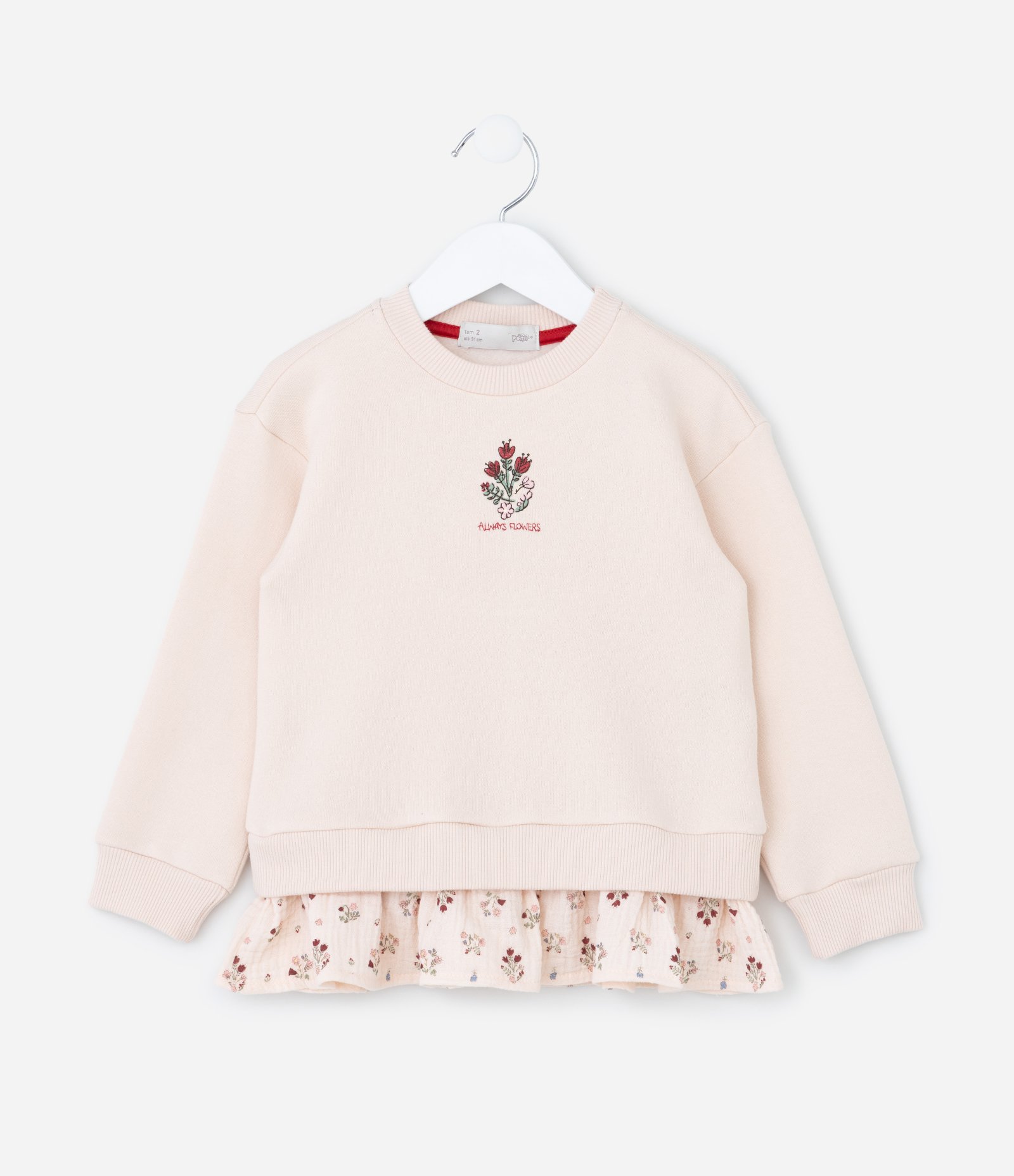 Casaco Infantil com Bordado e Barra com Babado - Tam 1 a 6 Anos Rosa 2