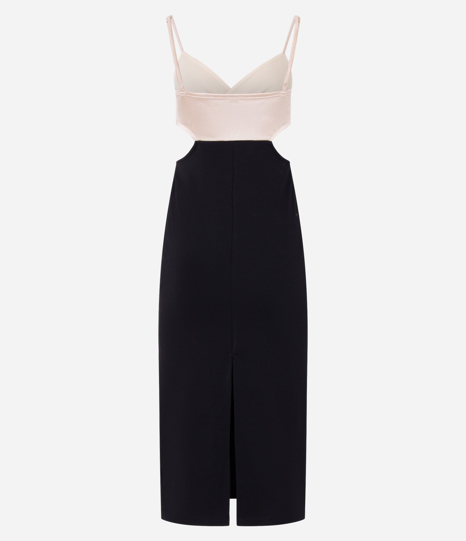 Vestido Midi em Ponto Roma com Busto Contrastante Preto 6