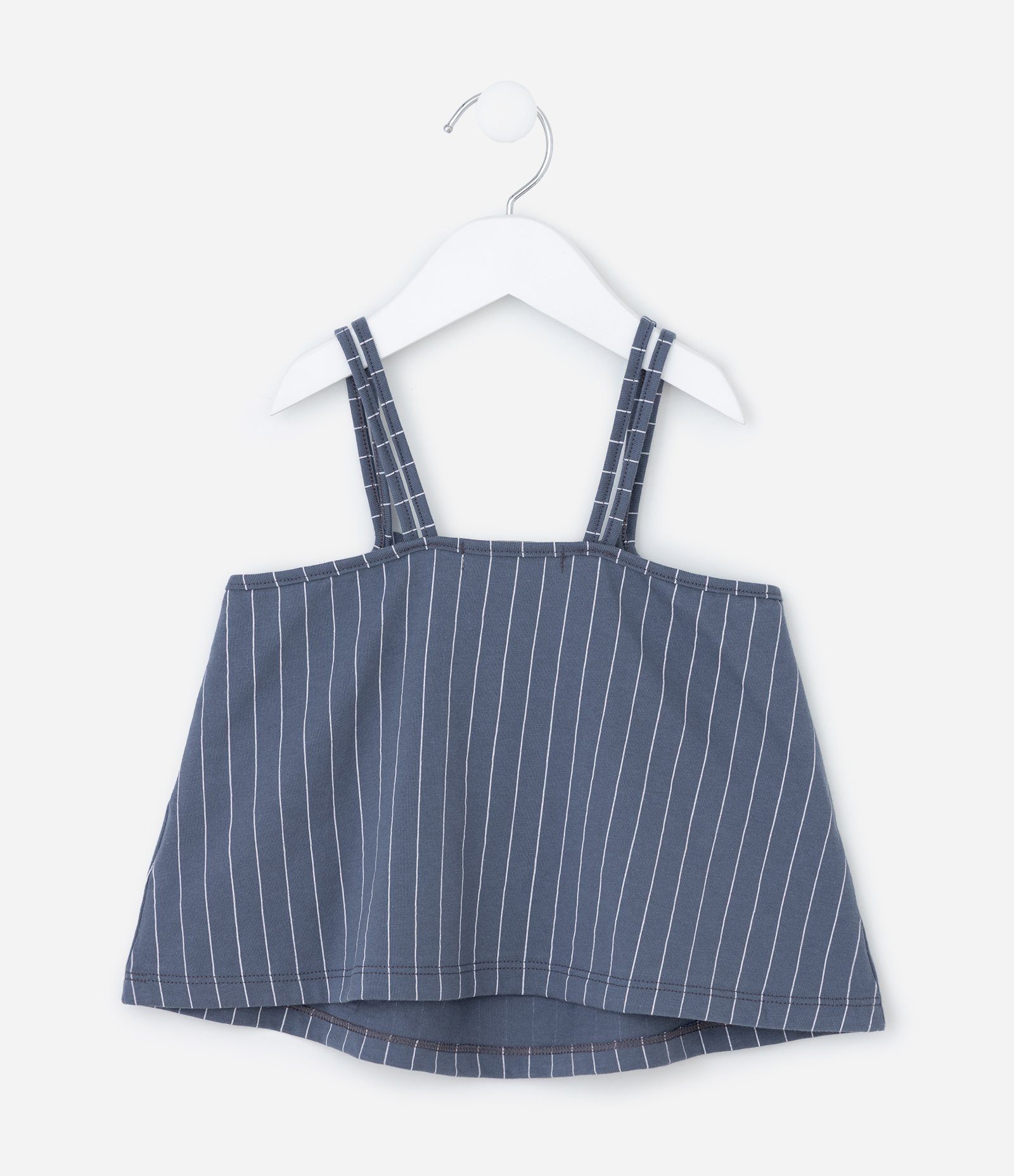 Blusa Infantil Estampa Risca de Giz e Sobreposição - Tam 1 a 6 Anos Azul/Branco 9