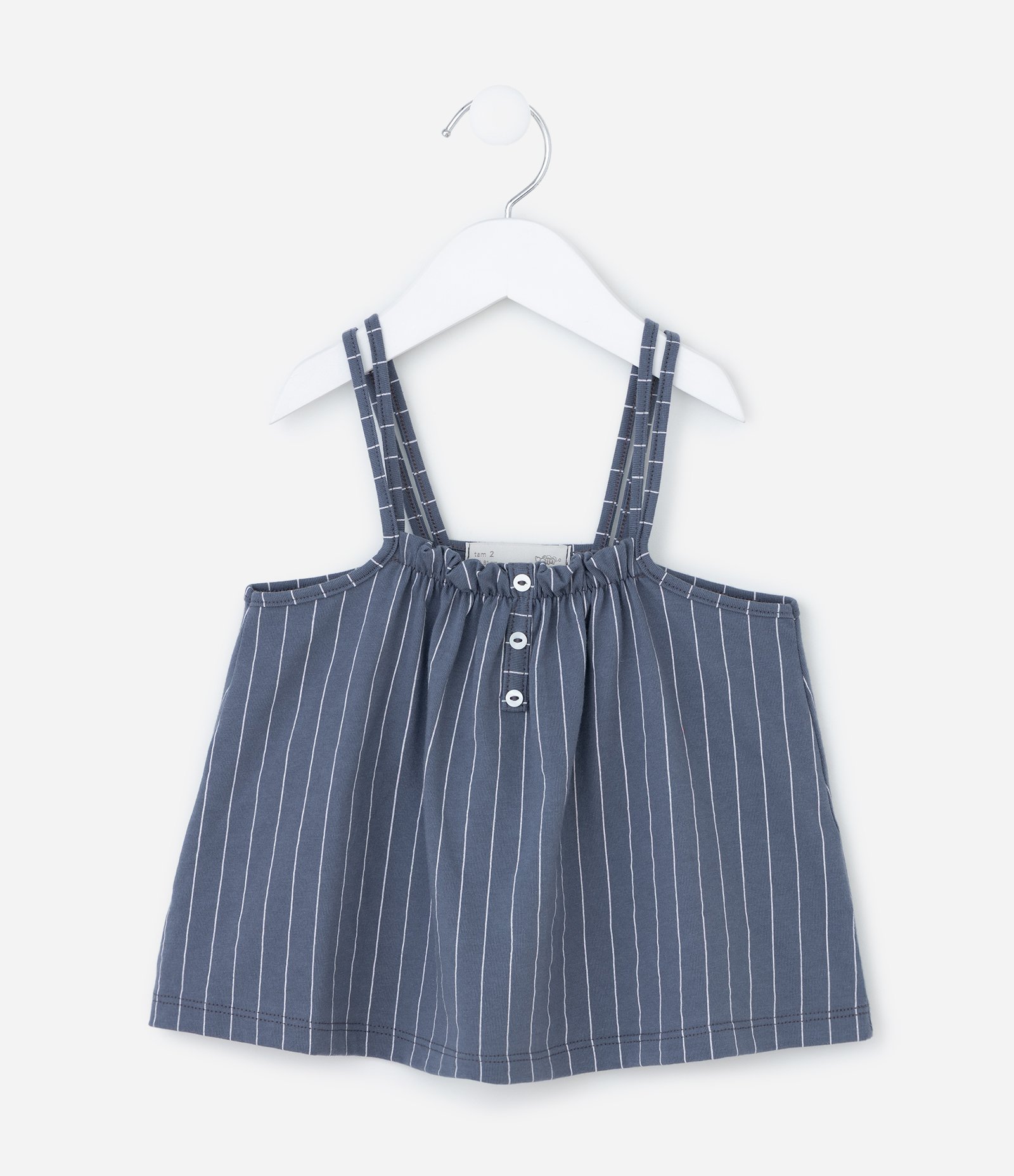 Blusa Infantil Estampa Risca de Giz e Sobreposição - Tam 1 a 6 Anos Azul/Branco 8