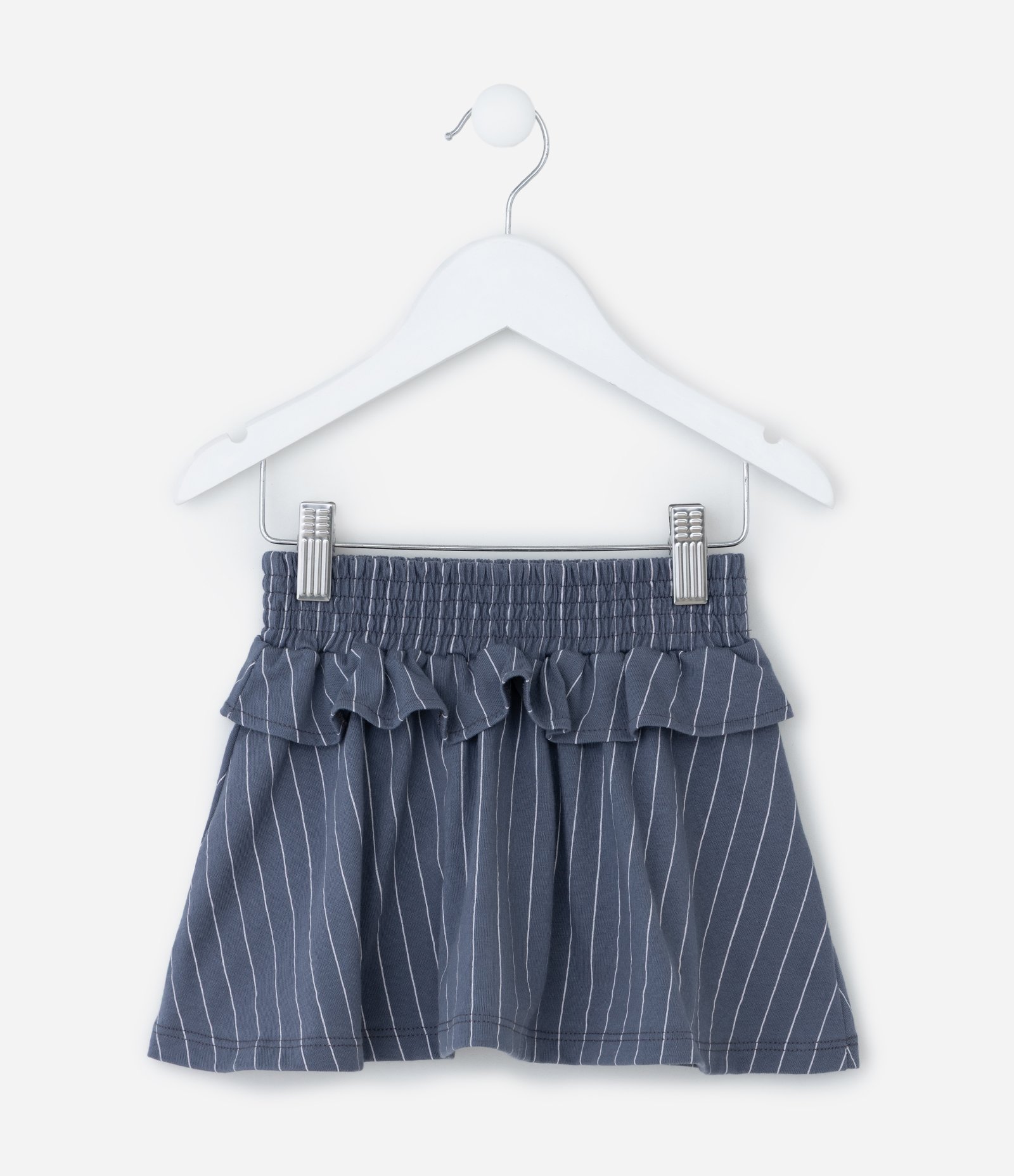 Saia Infantil com Babado e Estampa Risca de Giz - Tam 1 a 6 Anos Cinza 2