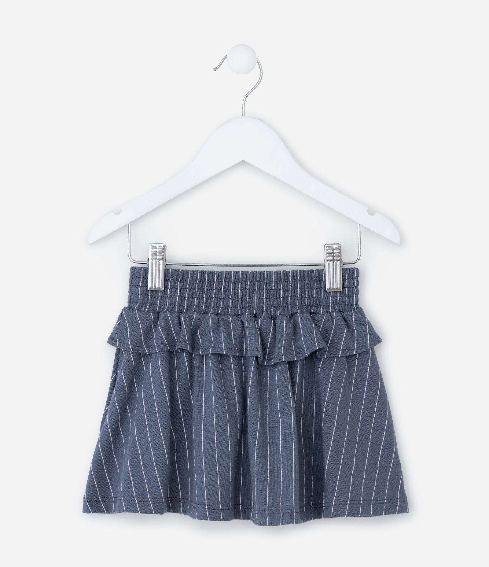 Saia Infantil com Babado e Estampa Risca de Giz - Tam 1 a 6 Anos Cinza 3