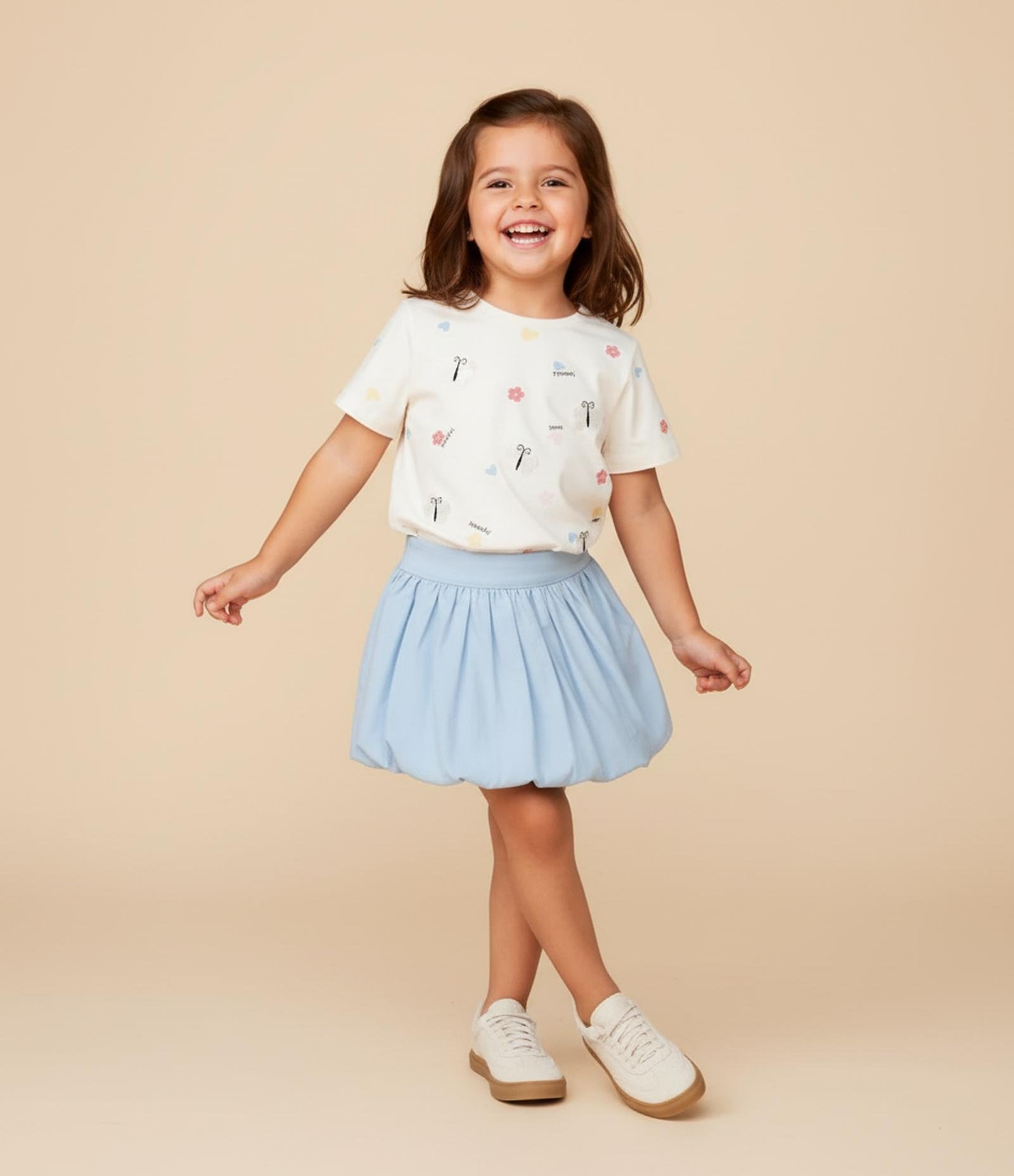 Blusa Infantil com Bordado de Borboletas - Tam 1 a 6 Anos Off White 1