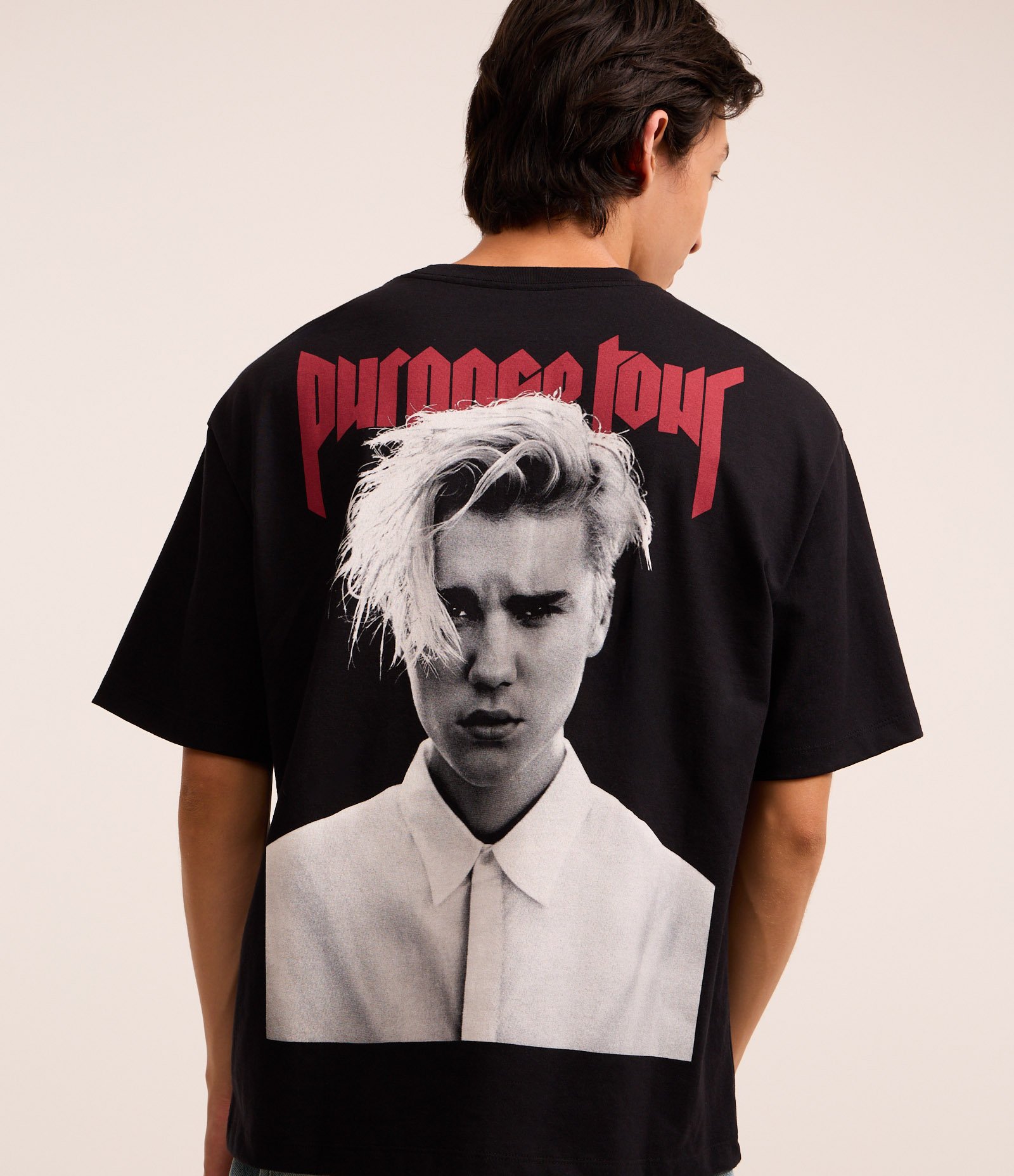 Camiseta Boxy em Malhão com Estampa Justin Bieber Preto 2