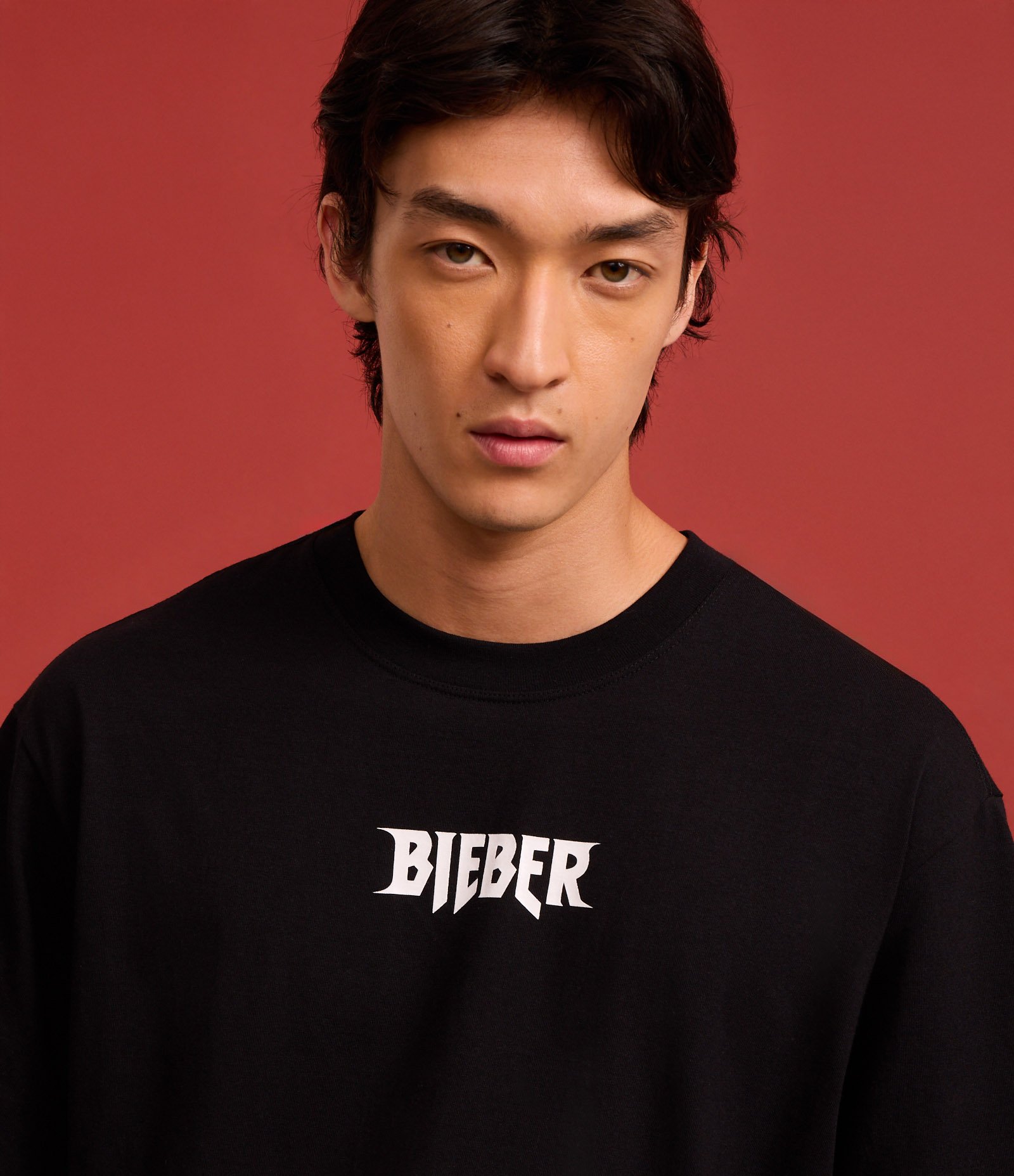 Camiseta Boxy em Malhão com Estampa Justin Bieber Preto 6