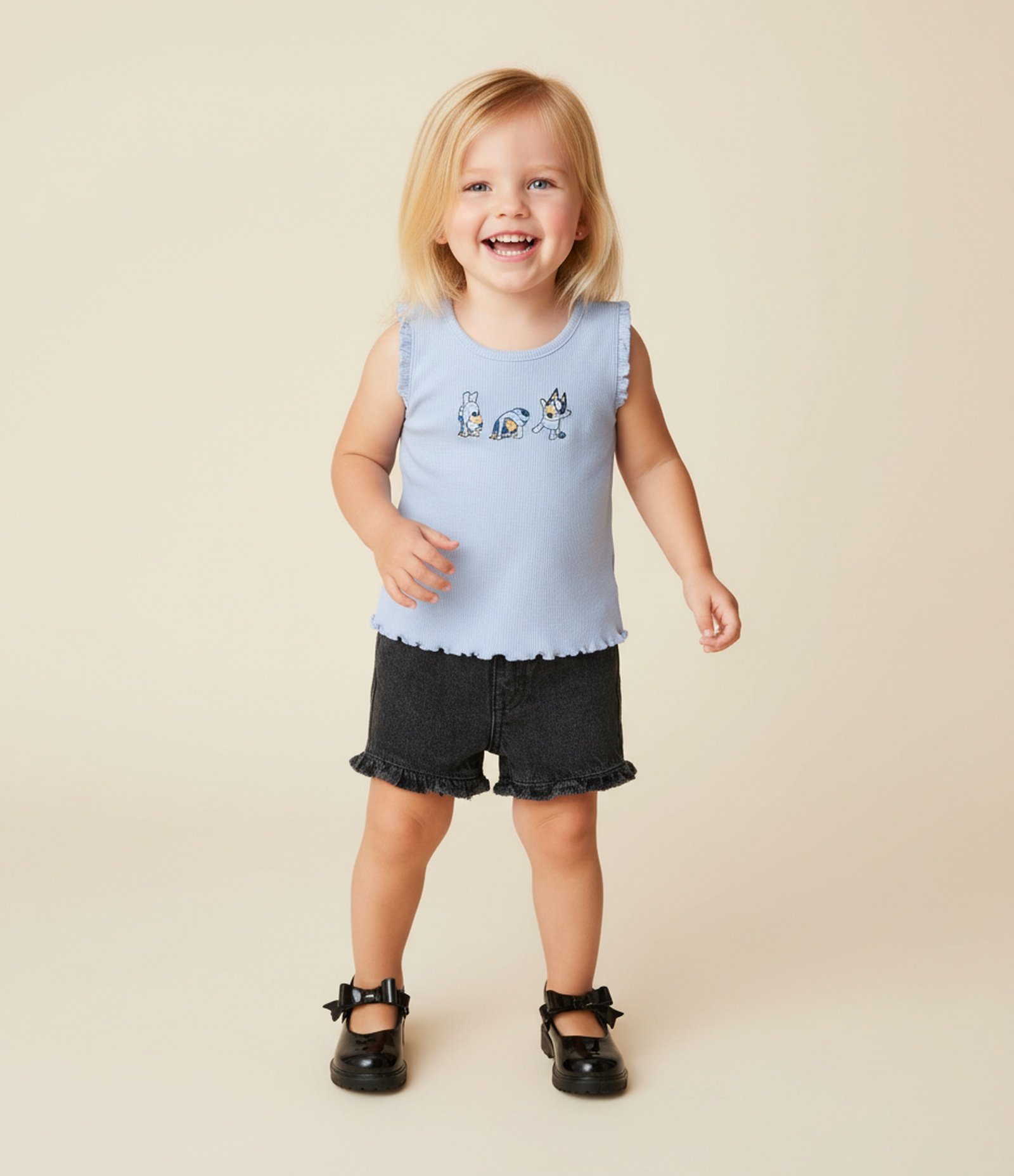 Regata Infantil em Ribana com Estampa Bluey - Tam 1 a 6 Anos Azul 1