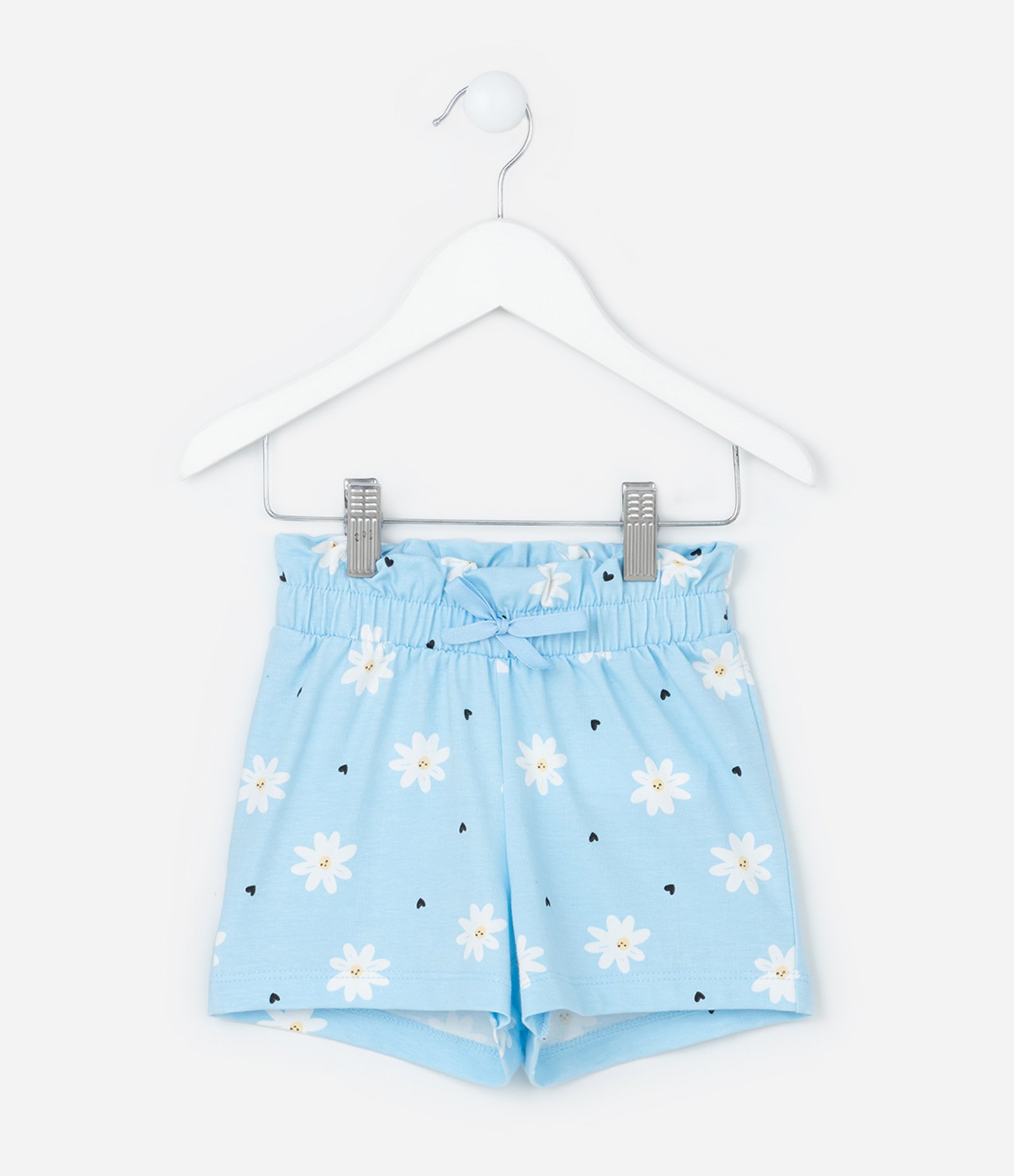 Short Infantil com Estampa de Margaridas e Corações - Tam 1 A 5 Anos Azul 2