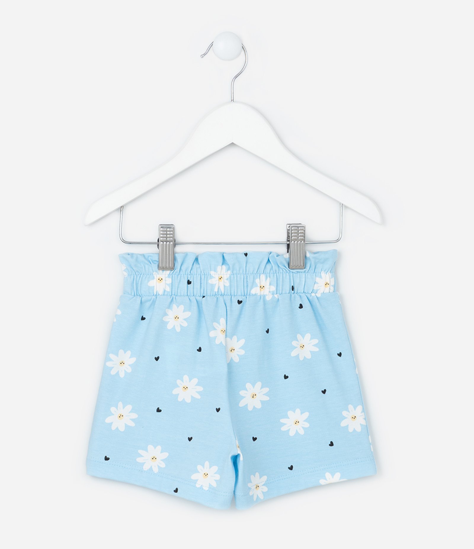 Short Infantil com Estampa de Margaridas e Corações - Tam 1 A 5 Anos Azul 3