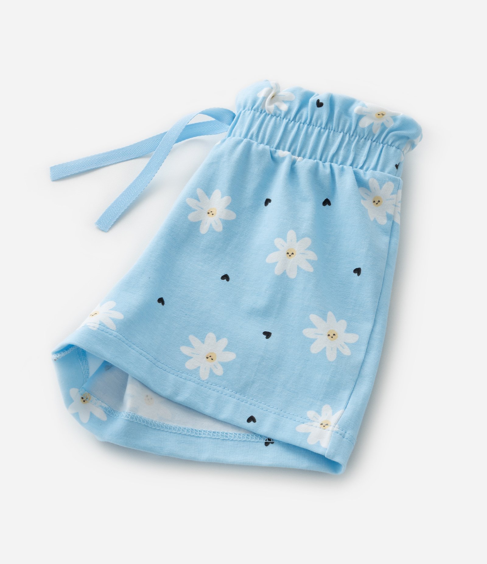 Short Infantil com Estampa de Margaridas e Corações - Tam 1 A 5 Anos Azul 5