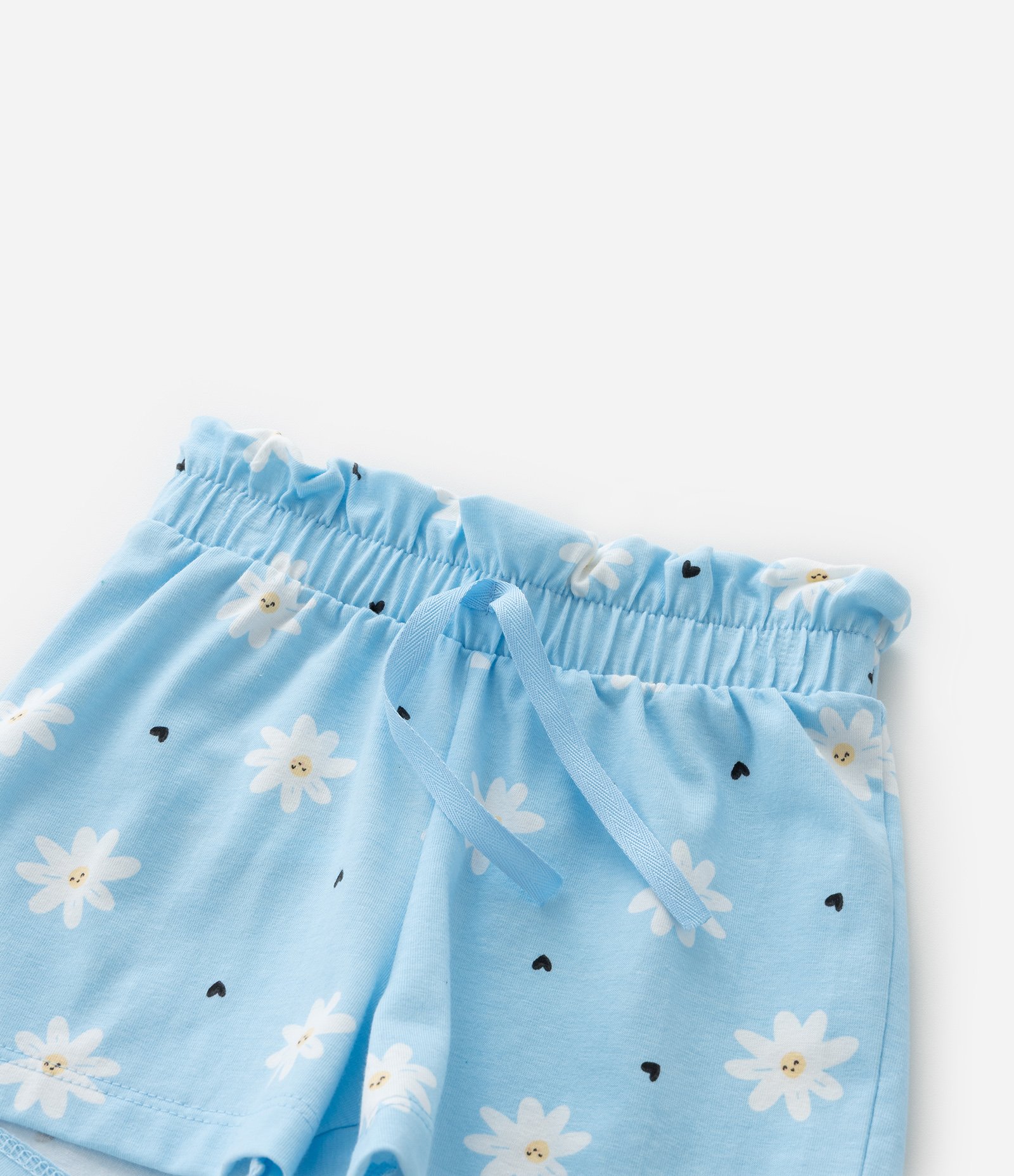 Short Infantil com Estampa de Margaridas e Corações - Tam 1 A 5 Anos Azul 6