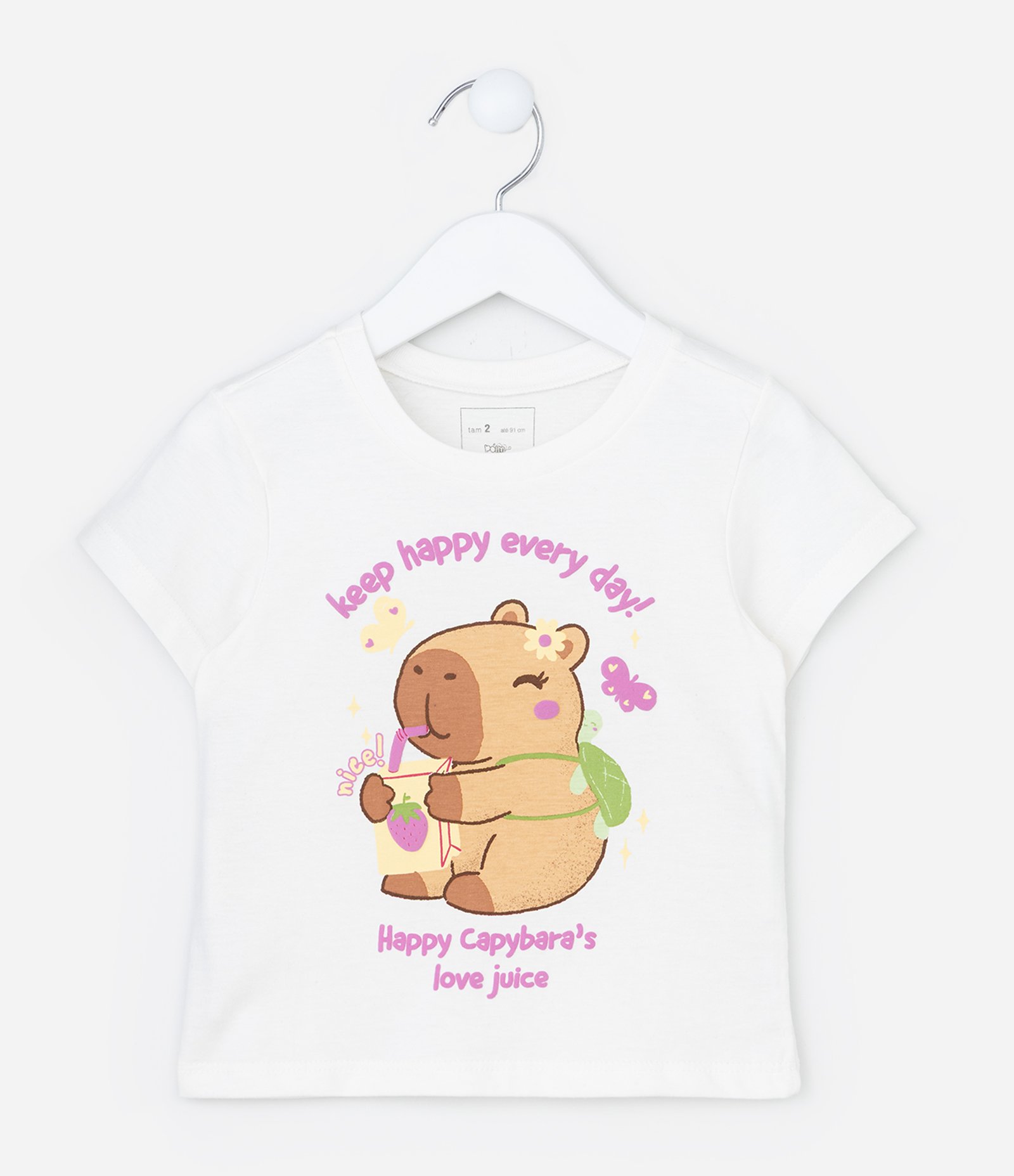Blusa Infantil com Estampa Capivara - Tam 1 a 6 Anos Branco 1