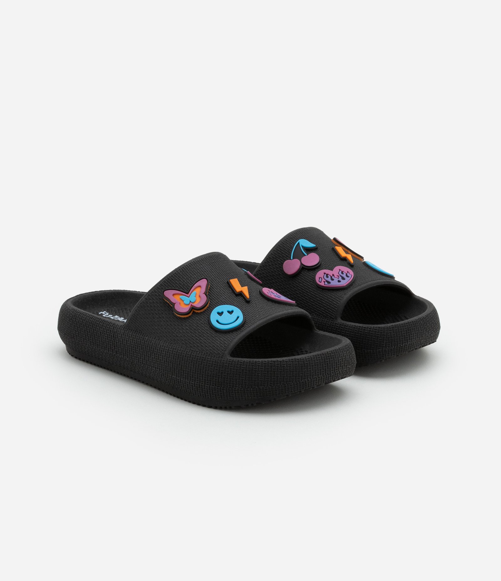 Chinelo Slide Infantil com Patch Diversos - Tam 27 a 34 Preto 1