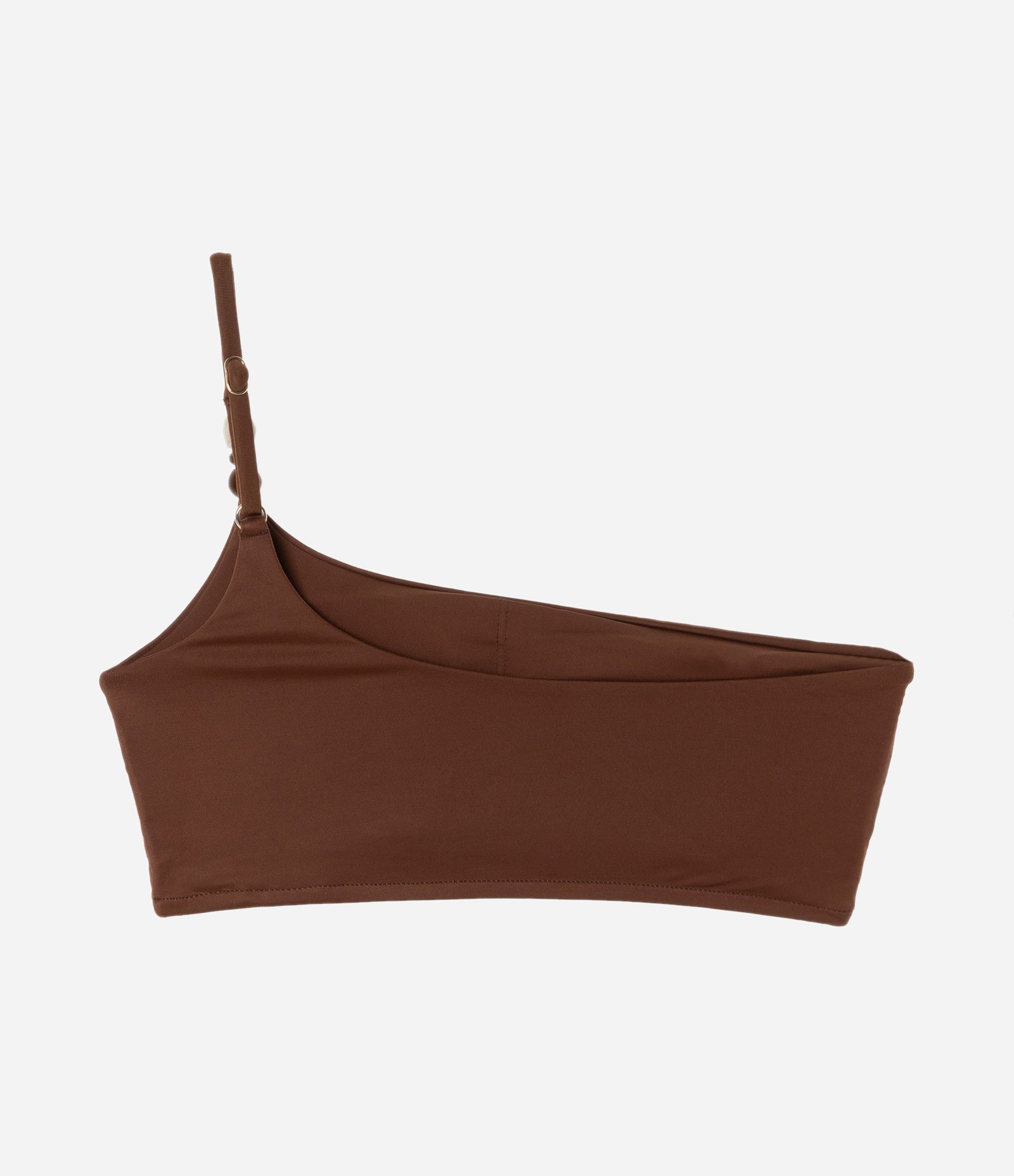 Biquíni Top Ombro Único Microfibra com Aviamento de Madeira Marrom 5