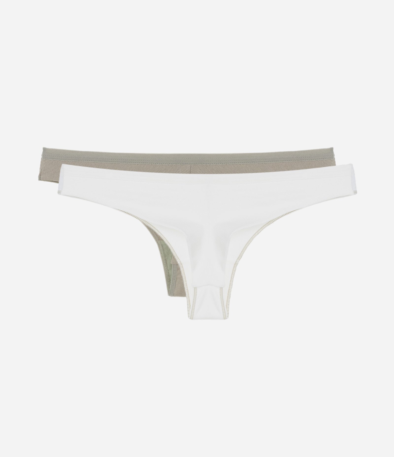 Kit 02 Calcinha Biquíni Fio Duplo em Algodão Verde/Branco 2