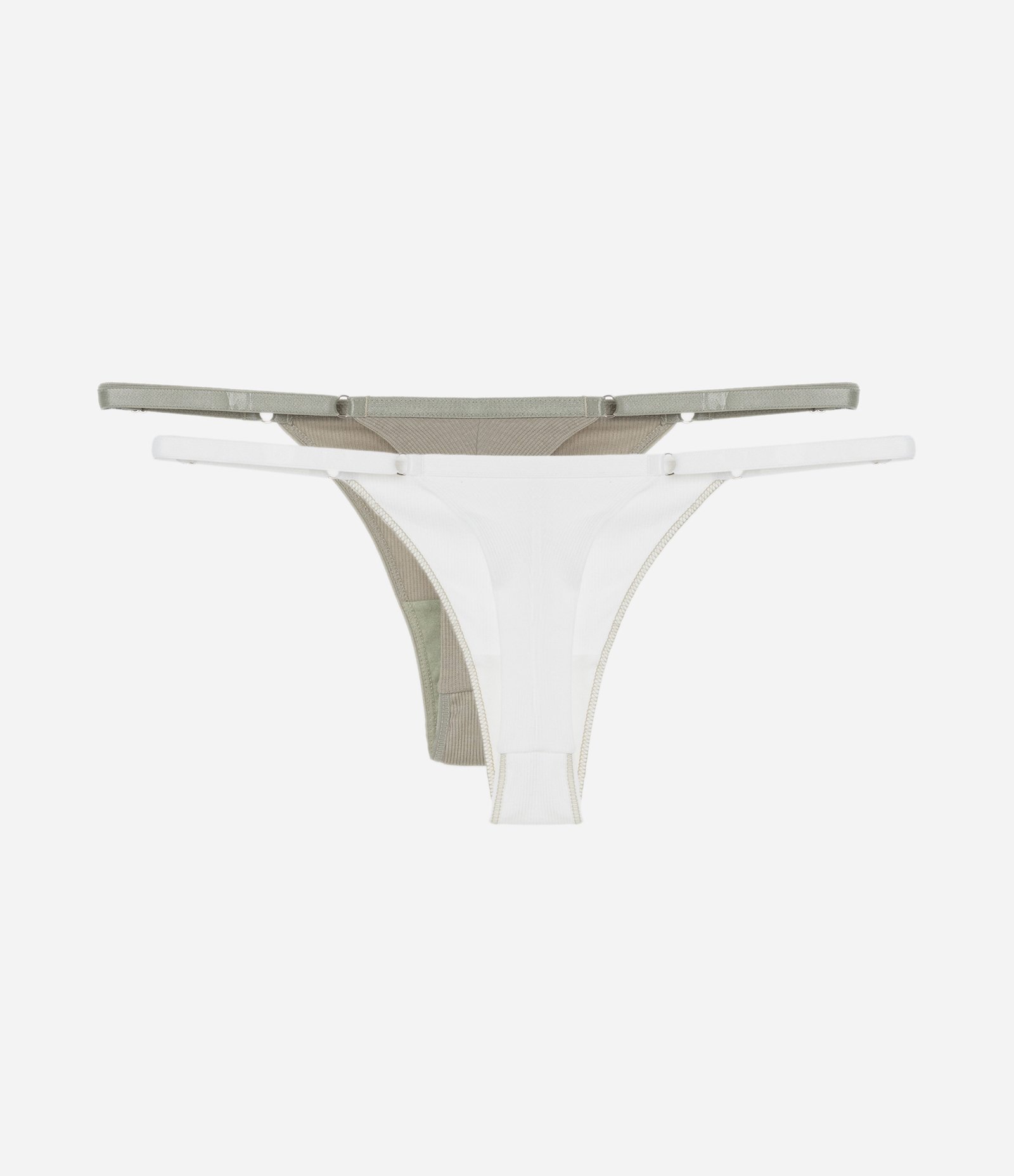 Kit 02 Calcinhas String Fio em Algodão Branco/Verde 2