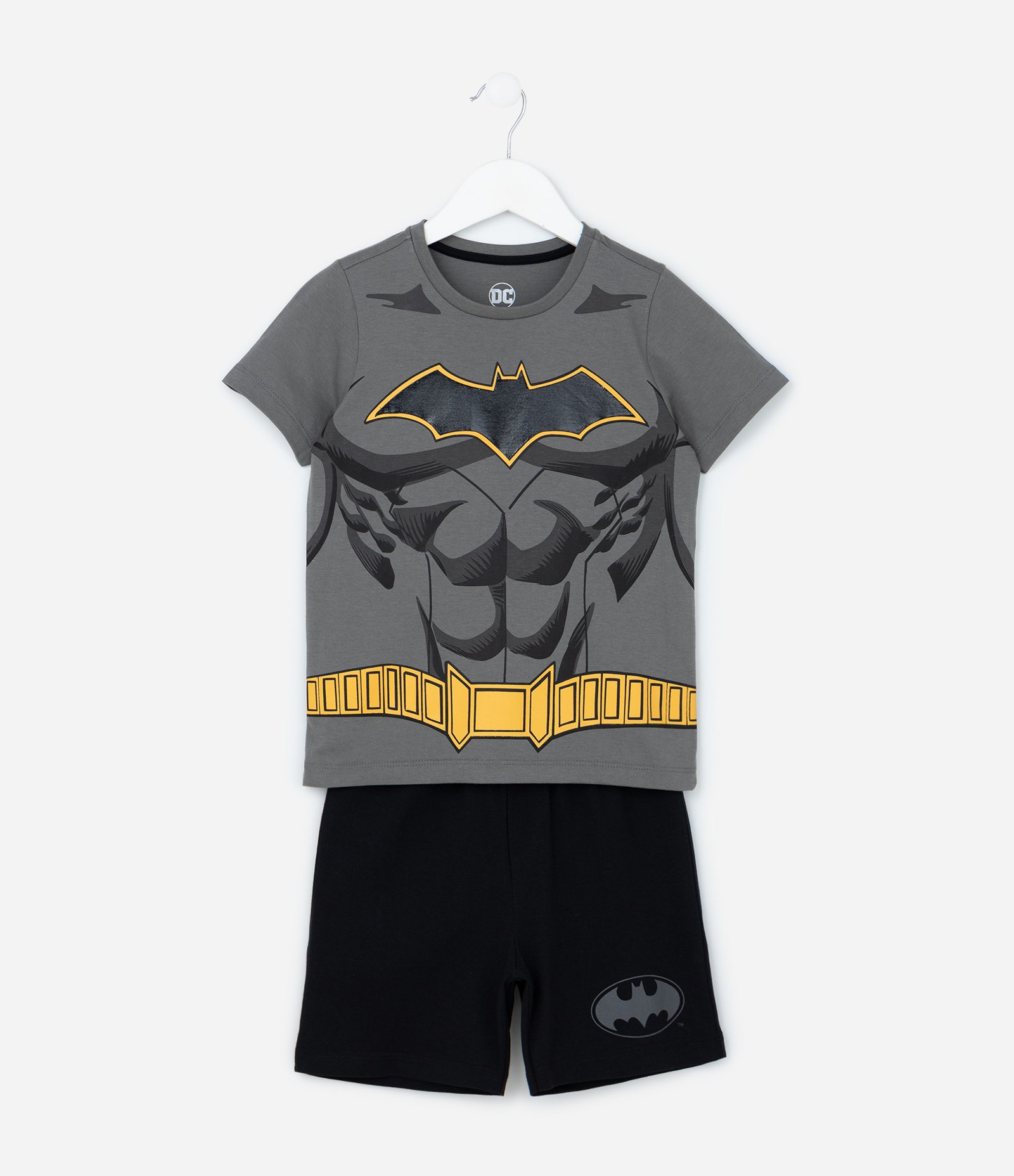 Pijama Curto Infantil com Estampa Batman - Tam 3 a 8 Anos Cinza/Preto 1
