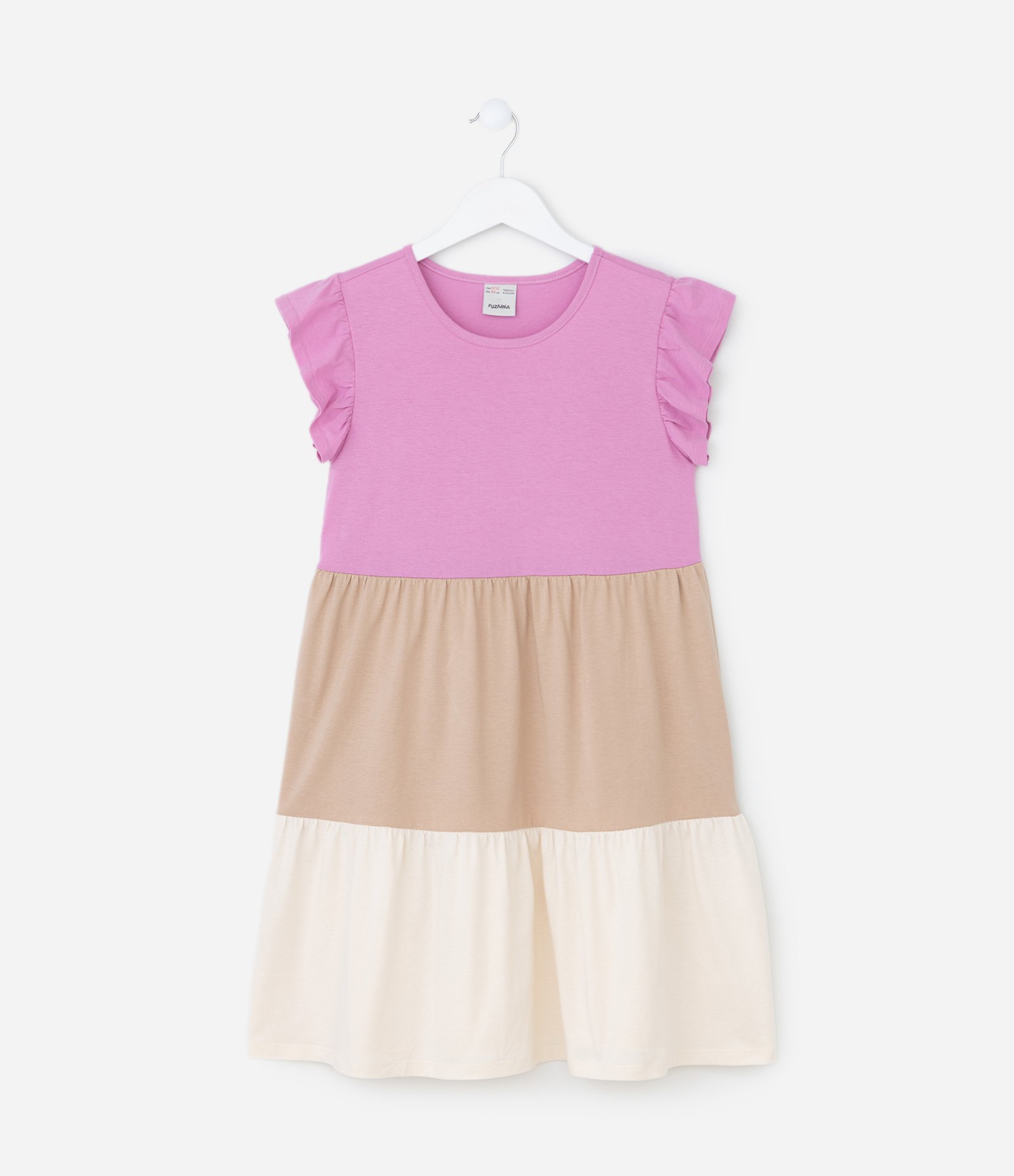 Vestido Marias Infantil com Babadinhos - Tam 5 a 14 Anos Rosa/Marrom/Bege 1