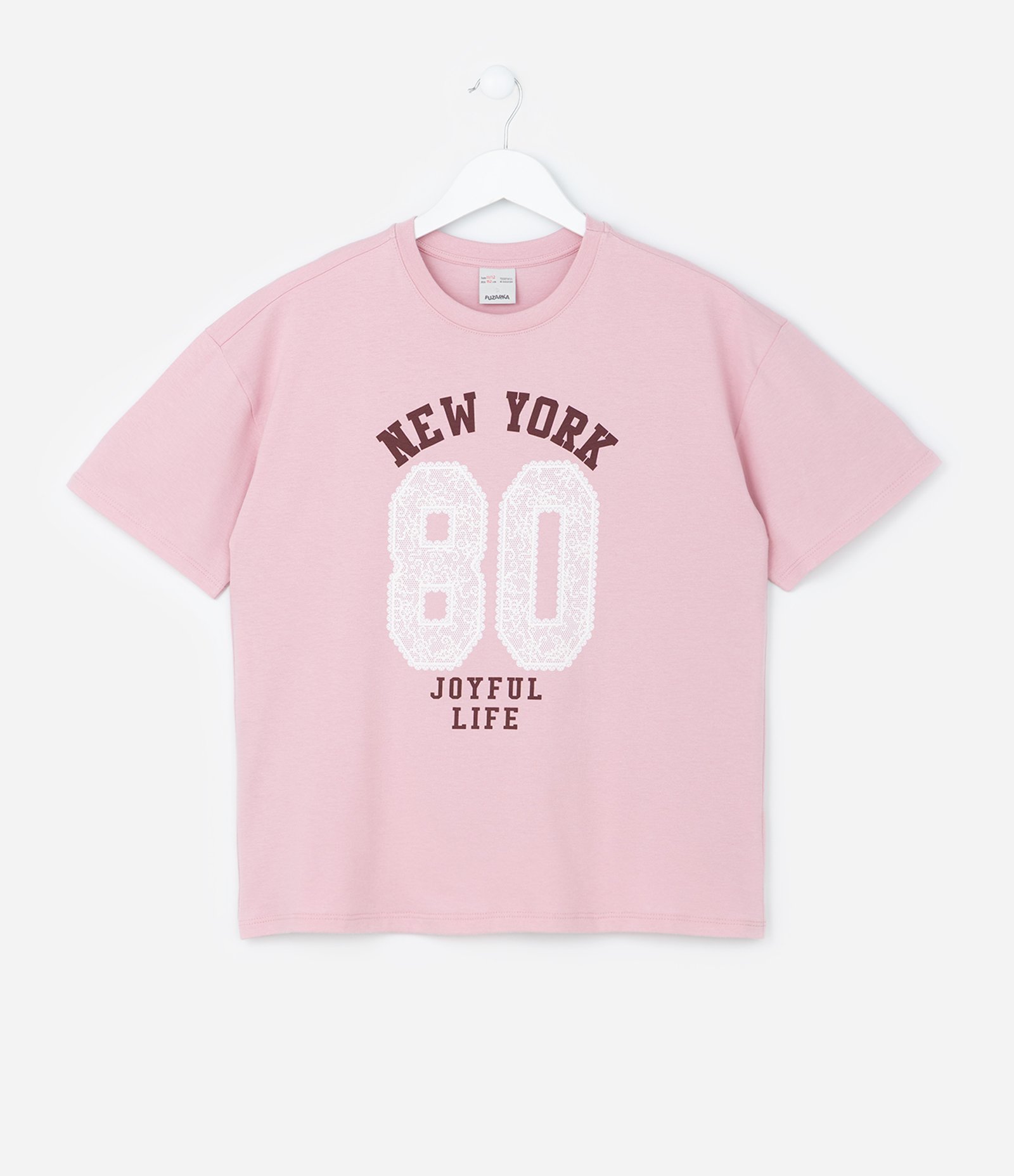 Camiseta Curta Infantil com Lettering New York - Tam 5 a 14 Anos Rosa 1